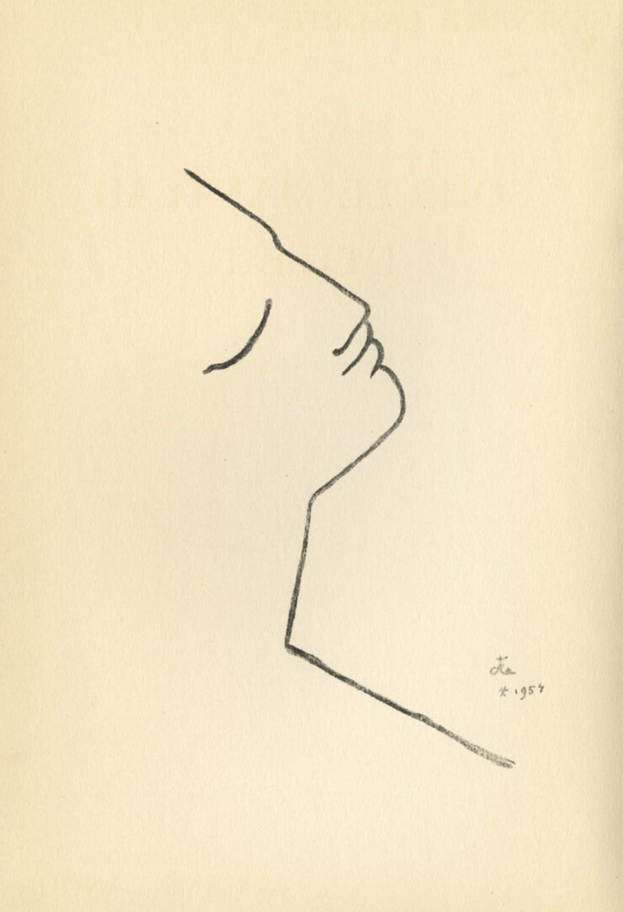 Cocteau, Composición, Sous le Manteau de Feu (después) - Print Moderno de Jean Cocteau