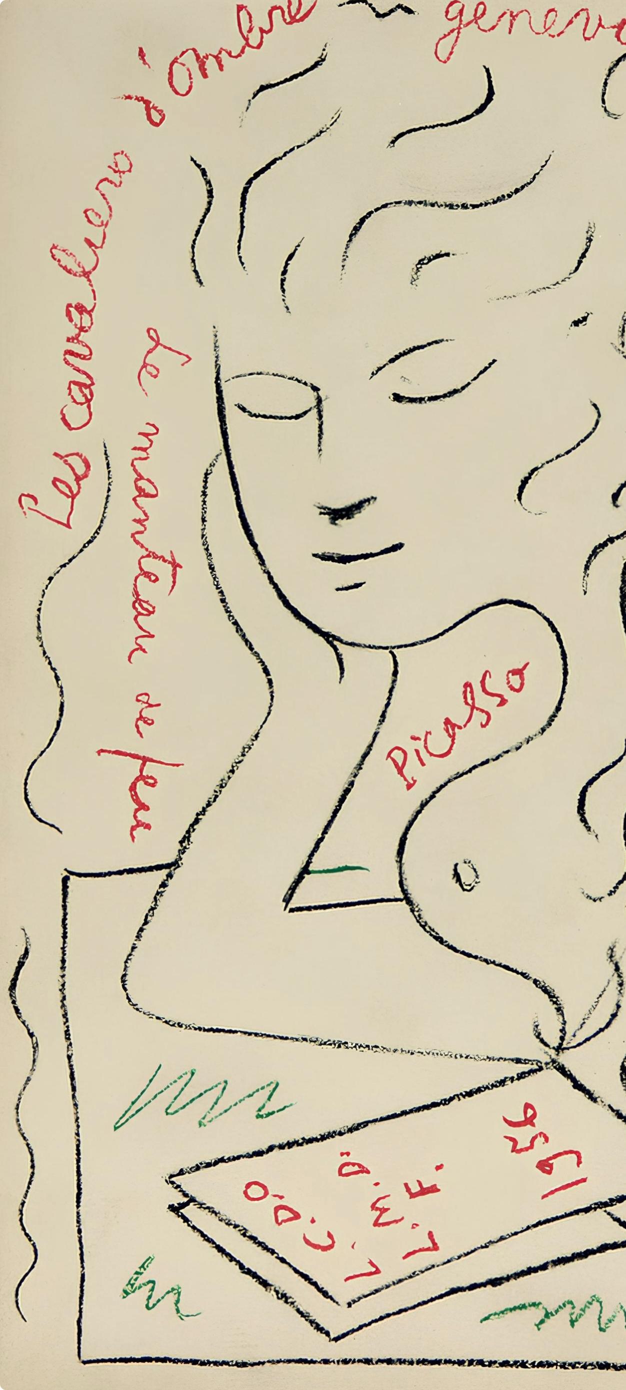 Cocteau, Composition, Sous le Manteau de Feu (after) - Beige Landscape Print by Jean Cocteau
