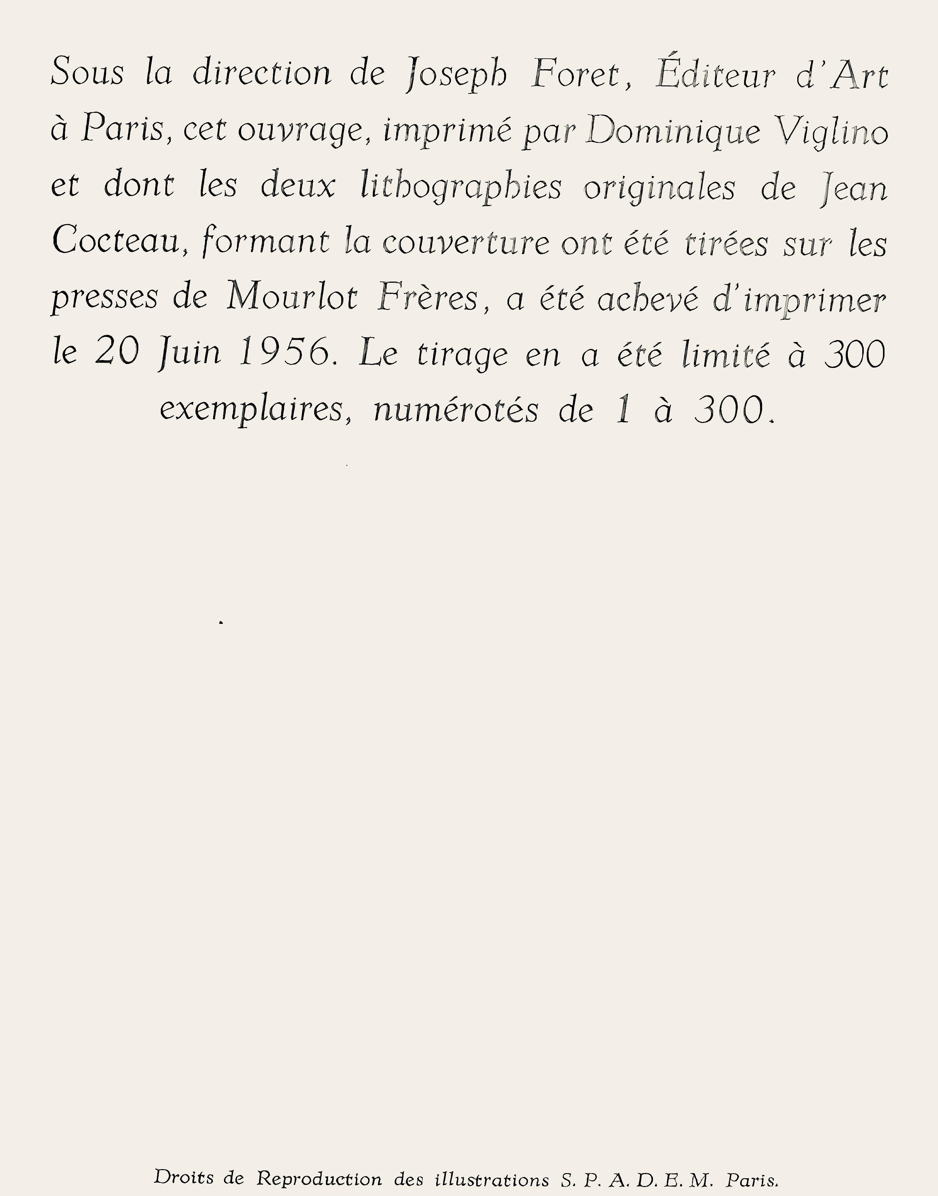 Litografía sobre papel vélin. Inscripción: firmada en la plancha y sin numerar, tal como se emitió. Buen estado. Notas: del álbum, Les Cavaliers d'Ombre; Sous le Manteau de Feu, 1956. Publicado e impreso por L'Académie française, París, bajo la