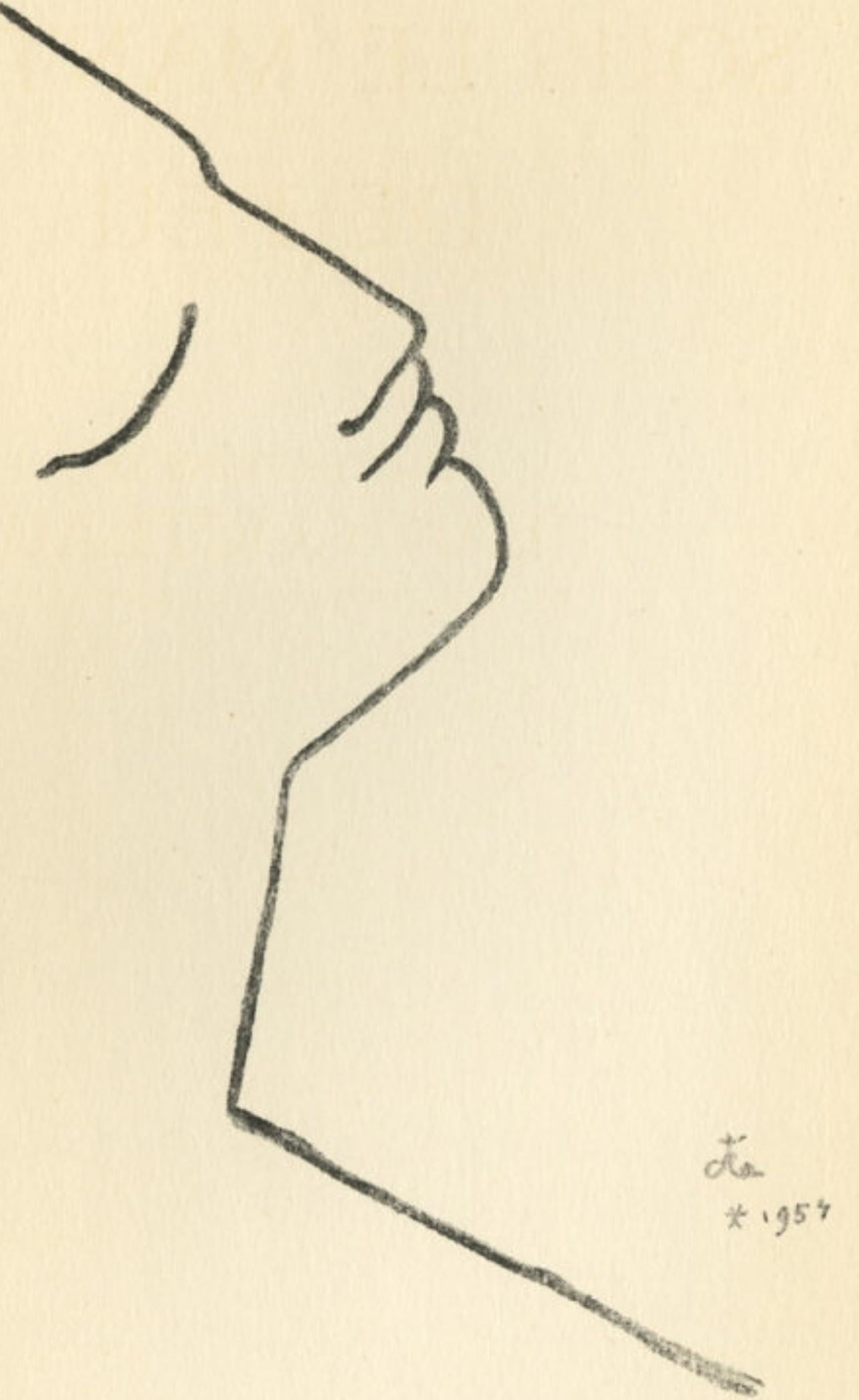 Landscape Print de Jean Cocteau - Cocteau, Composición, Sous le Manteau de Feu (después)