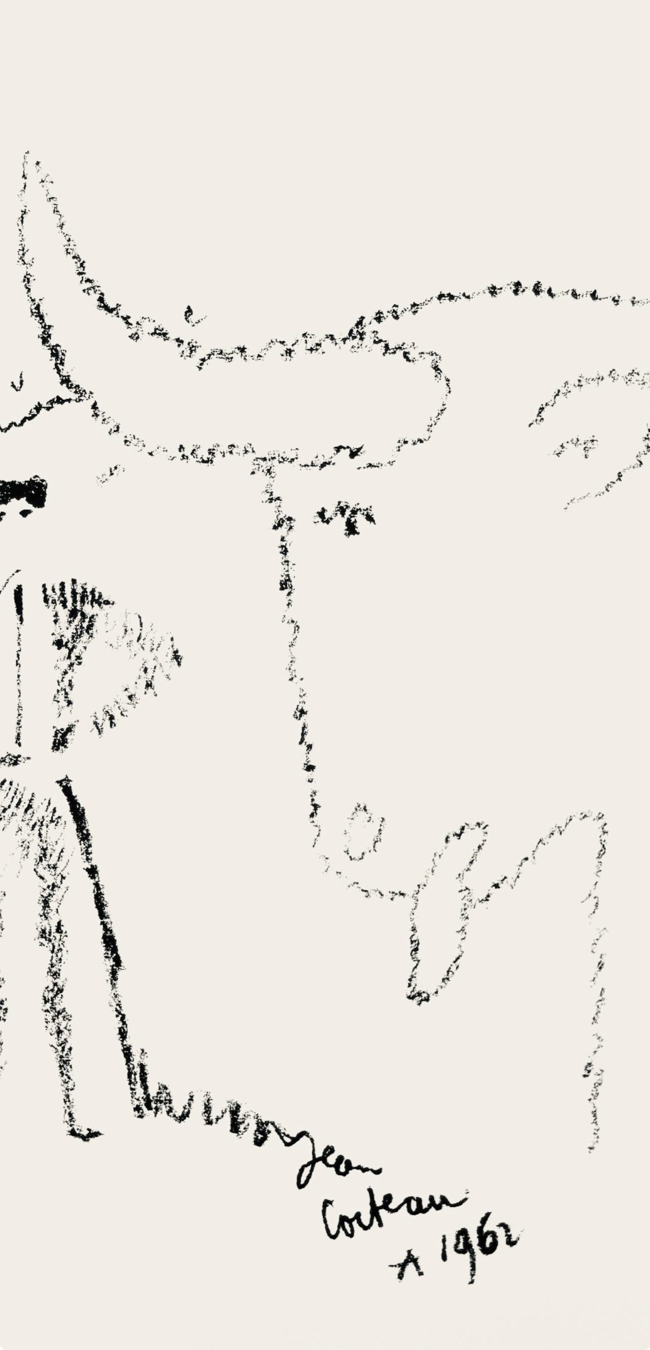 Cocteau, composition, Taureaux (après) - Moderne Print par Jean Cocteau