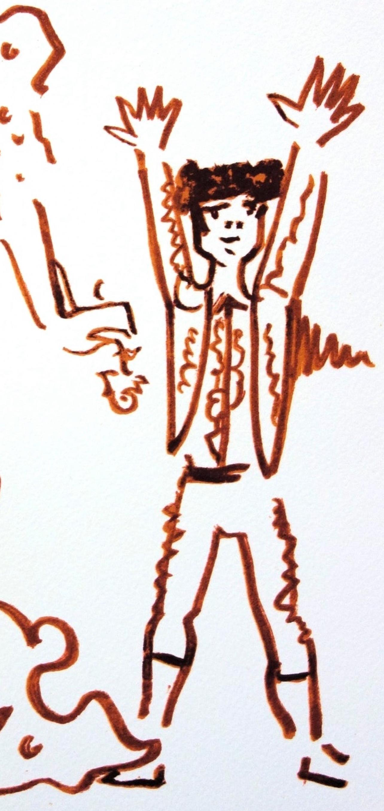 Cocteau, Composition, Taureaux (after) - Modern Print by Jean Cocteau