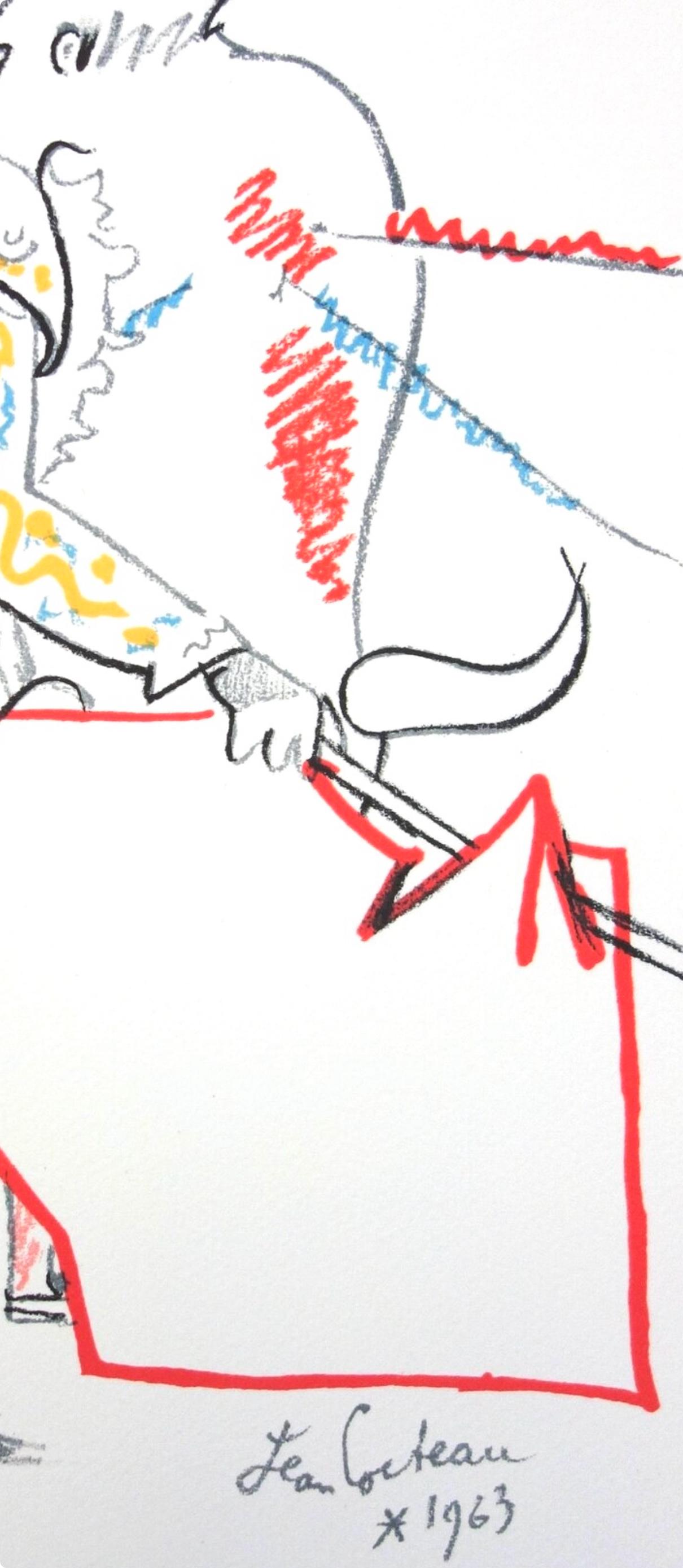 Cocteau, Composition, Taureaux (after) - Modern Print by Jean Cocteau