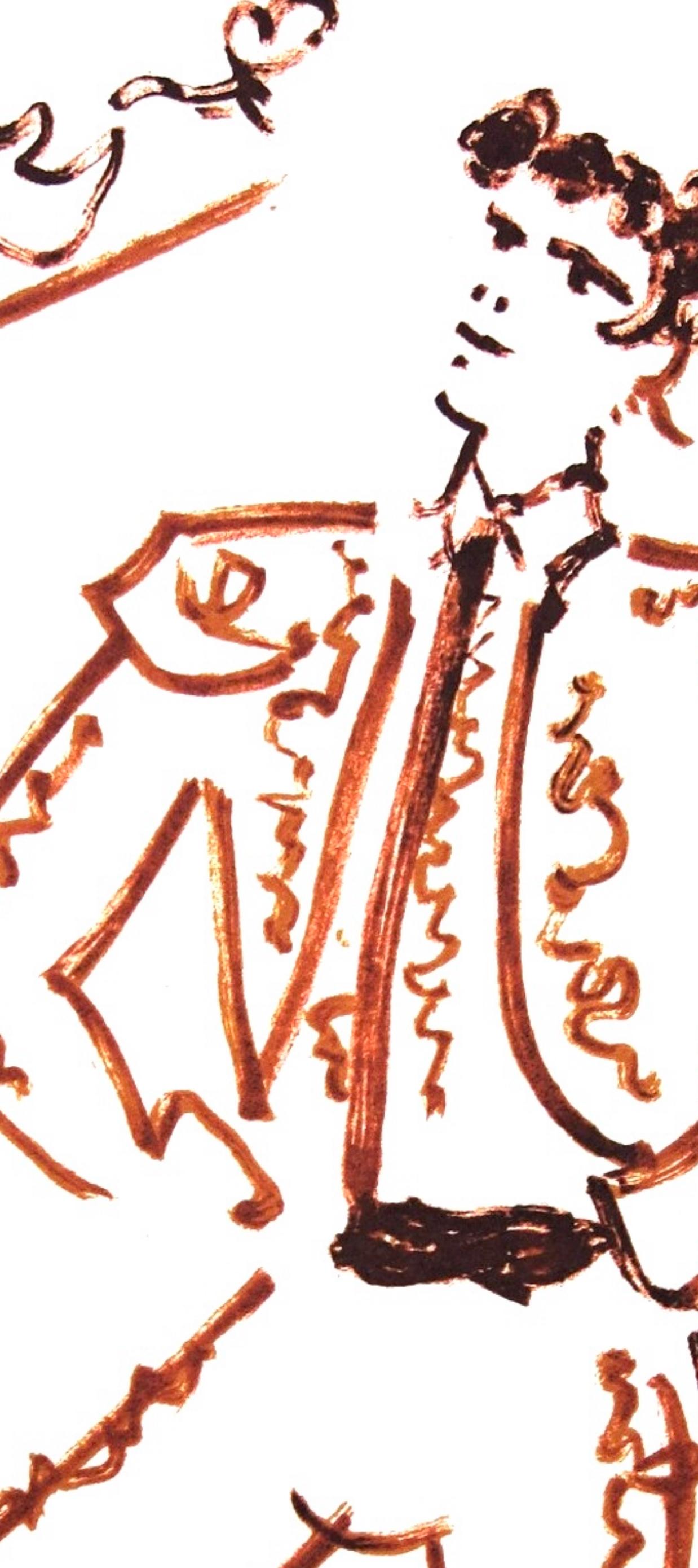Cocteau, Composition, Taureaux (after) - Beige Figurative Print by Jean Cocteau
