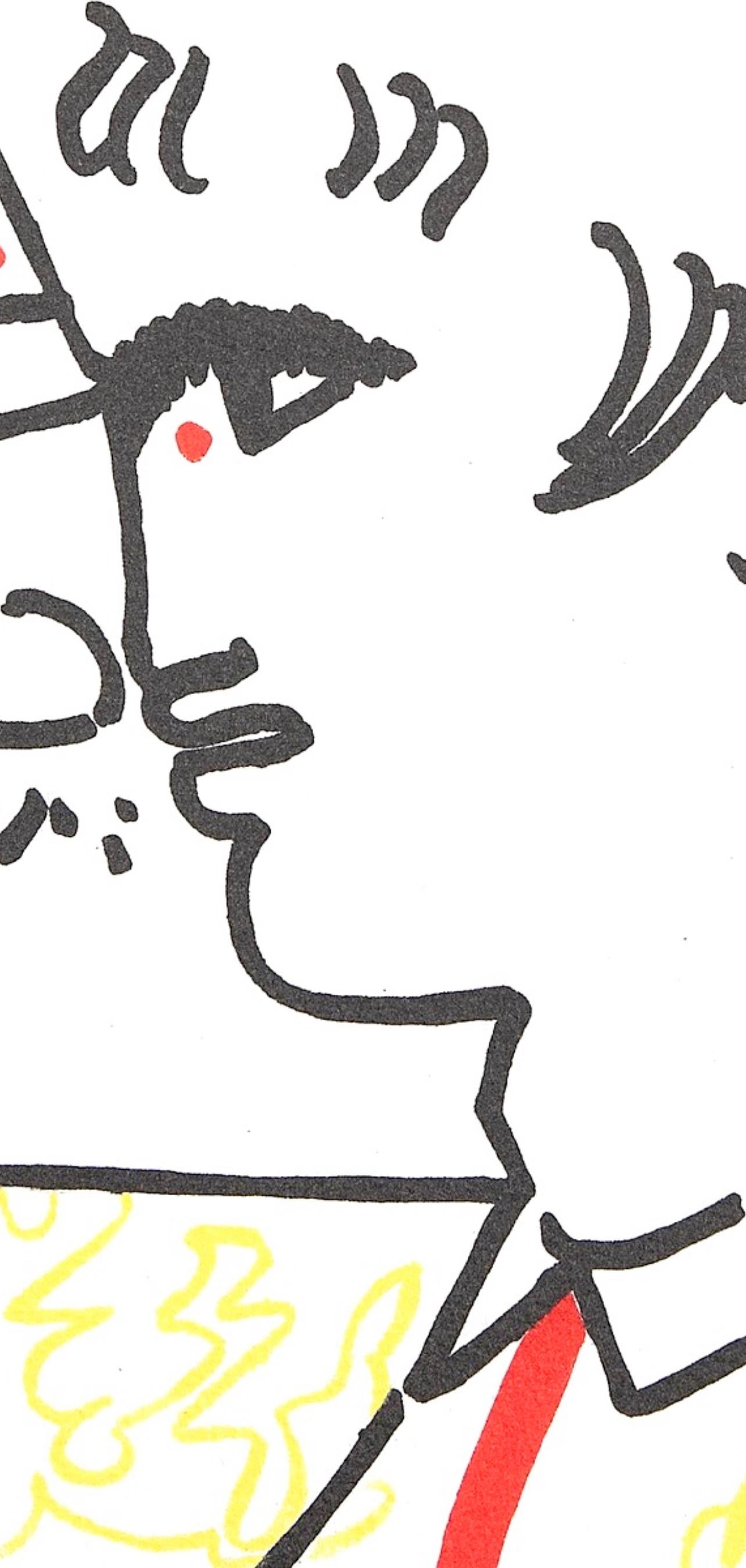 Cocteau, Composizione, Taureaux (dopo) - Figurative Print Grigio di Jean Cocteau