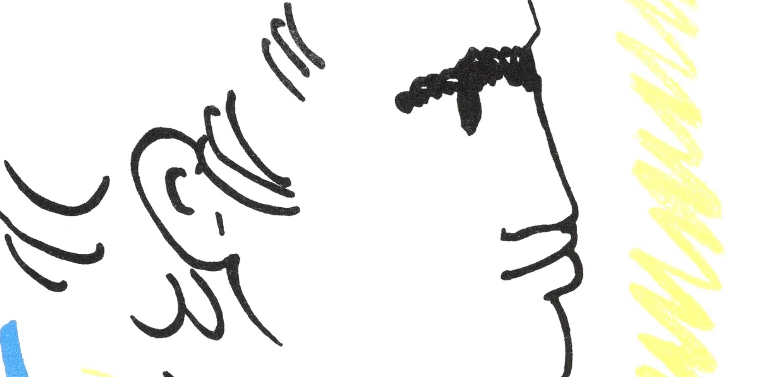 Cocteau, composition, Taureaux (après) - Jaune Figurative Print par Jean Cocteau