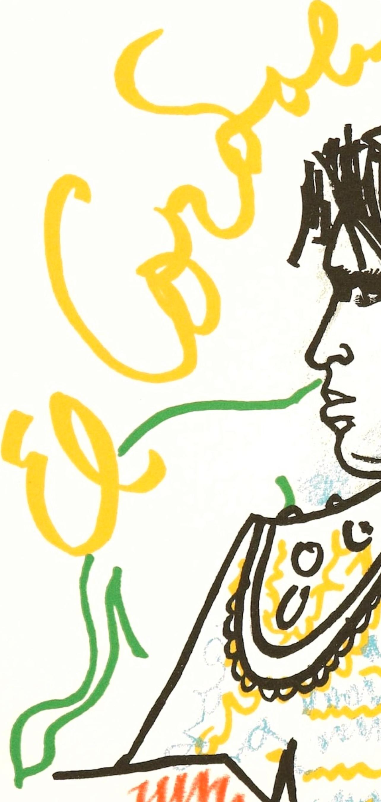 Lithograph on vélin d'Arches paper. Inscription: signed in the plate and unnumbered, as issued. Good condition. Notes: from the folio, Taureaux, Lithographies de Jean Cocteau, 1965. Published by Michèle Trinckvel, Paris; printed by Mourlot Frères,