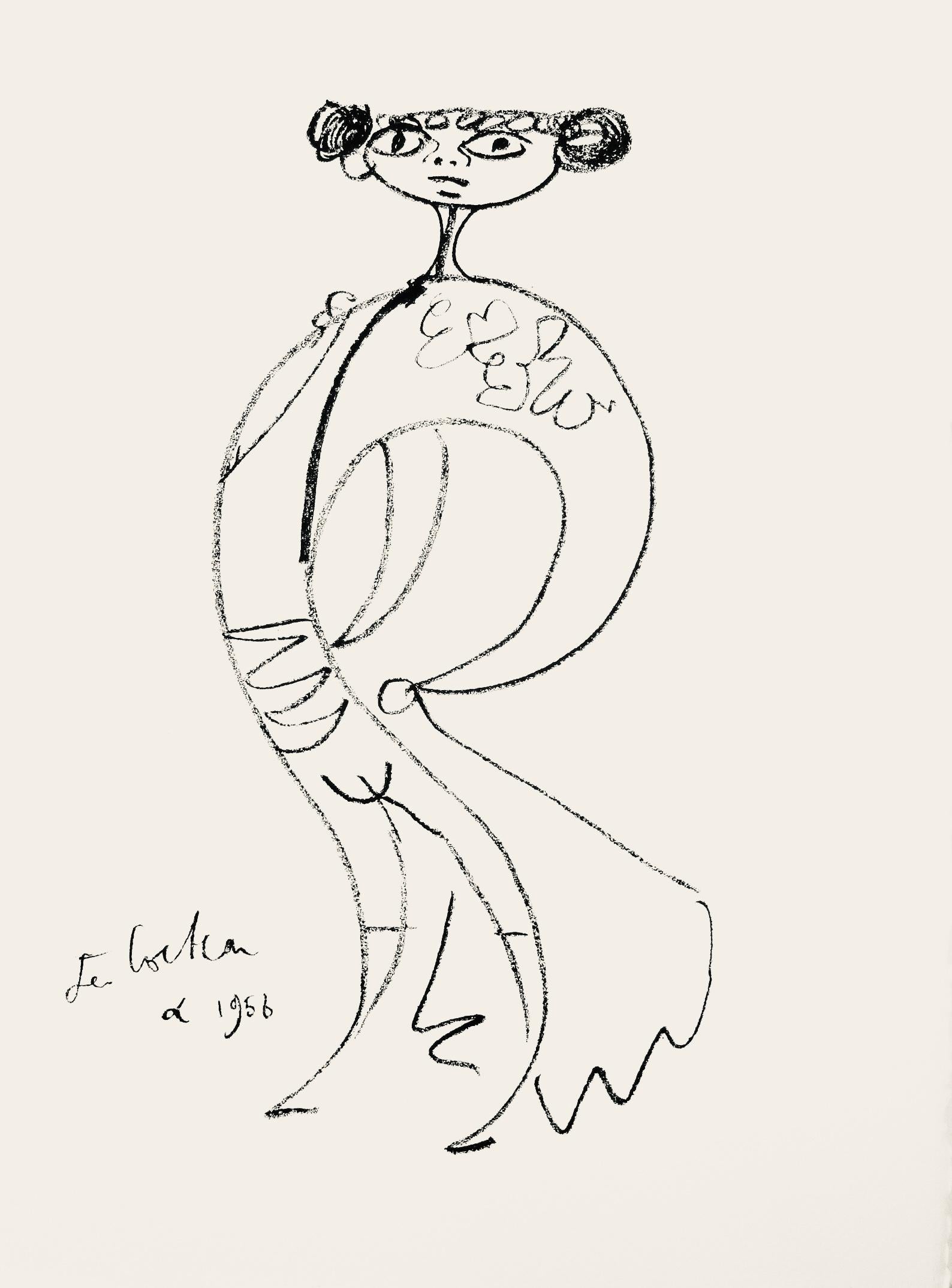 Landscape Print de Jean Cocteau - Cocteau, Composición, Taureaux (después)