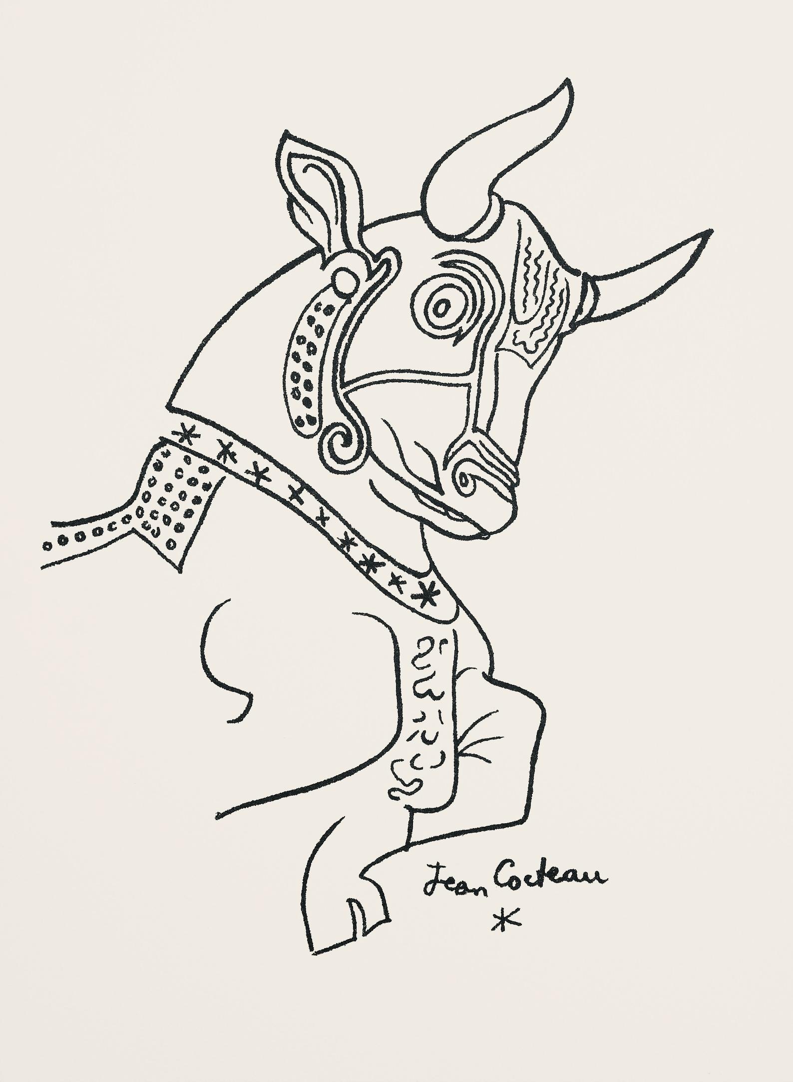 Jean Cocteau Figurative Print - Cocteau, Composition, Taureaux (after)