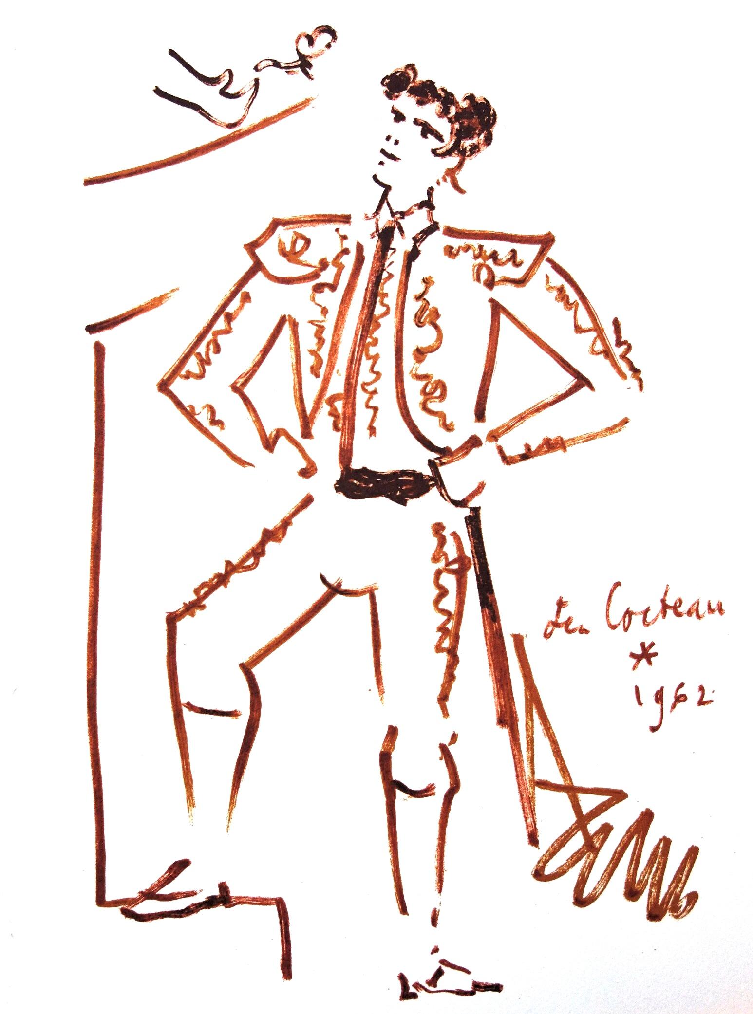 Jean Cocteau Figurative Print - Cocteau, Composition, Taureaux (after)