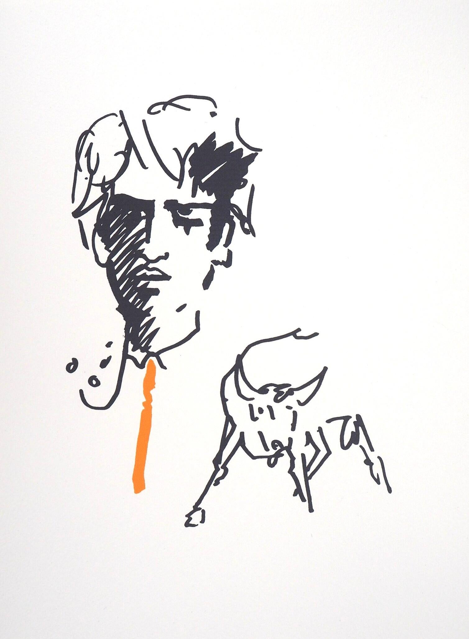 Jean Cocteau Figurative Print - Cocteau, Composition, Taureaux (after)