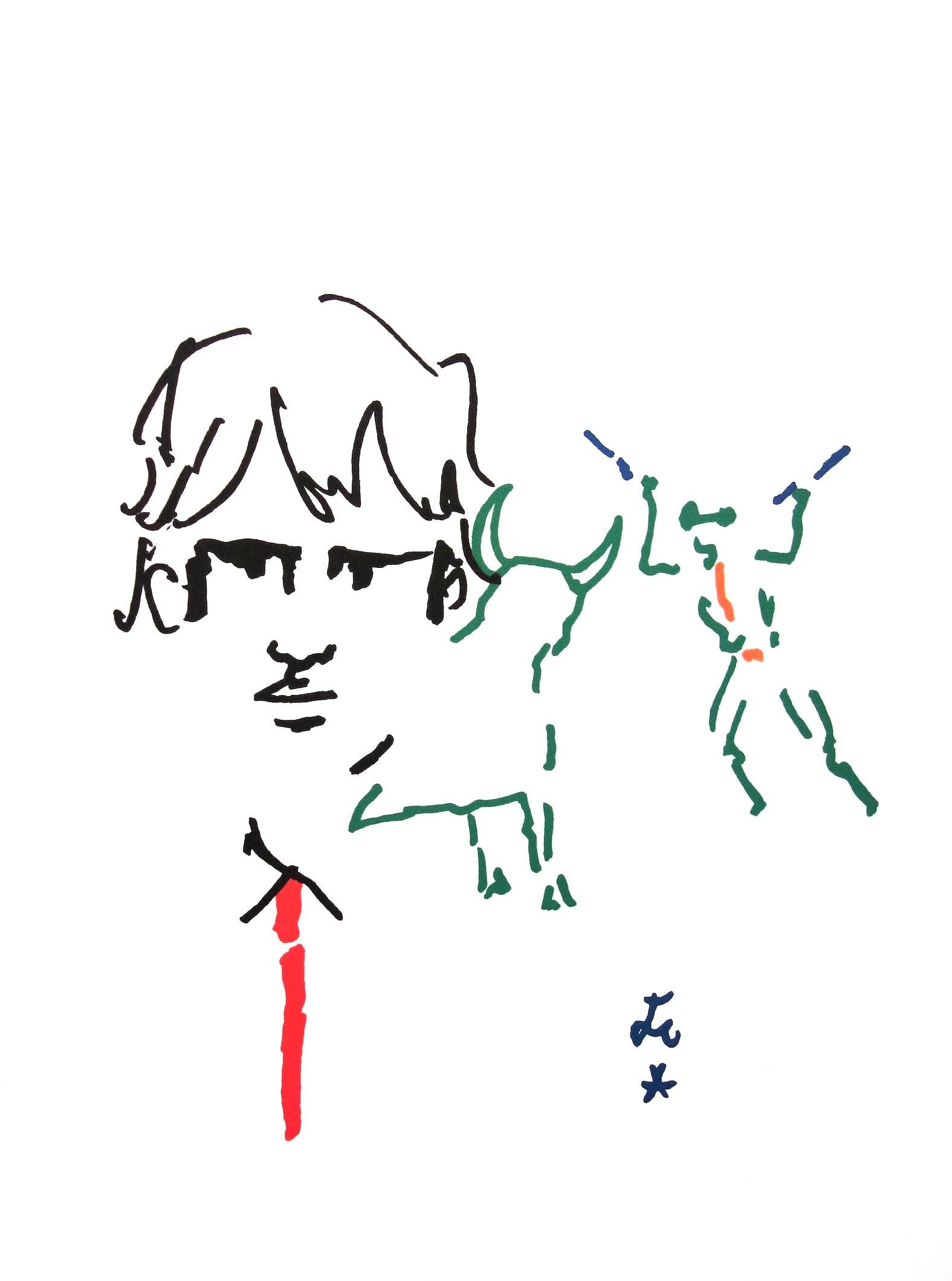 Jean Cocteau Landscape Print - Cocteau, Composition, Taureaux (after)