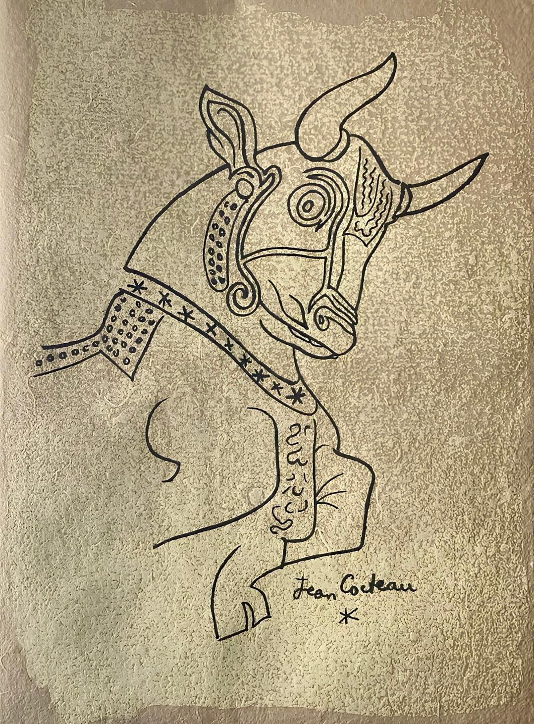 Figurative Print Jean Cocteau - Cocteau, composition, Taureaux (après)
