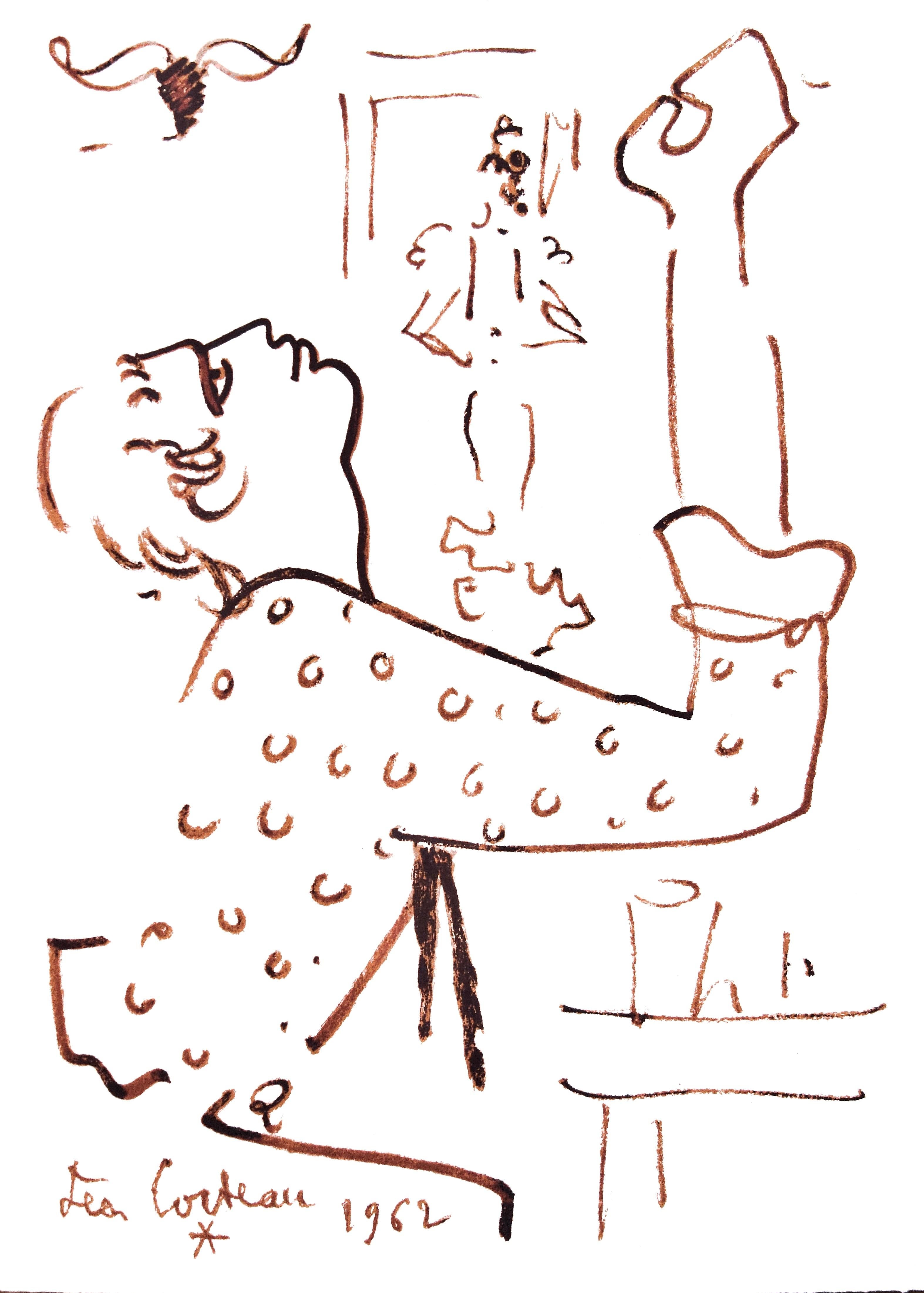 Lithograph on vélin de Rives paper. Paper Size: 15 x 11 inches. Inscription: Signed in the plate and unnumbered, as issued. Notes: From the folio, Taureaux, Lithographies de Jean Cocteau, 1965. Published by Éditions Michèle Trinckvel, Paris; printed