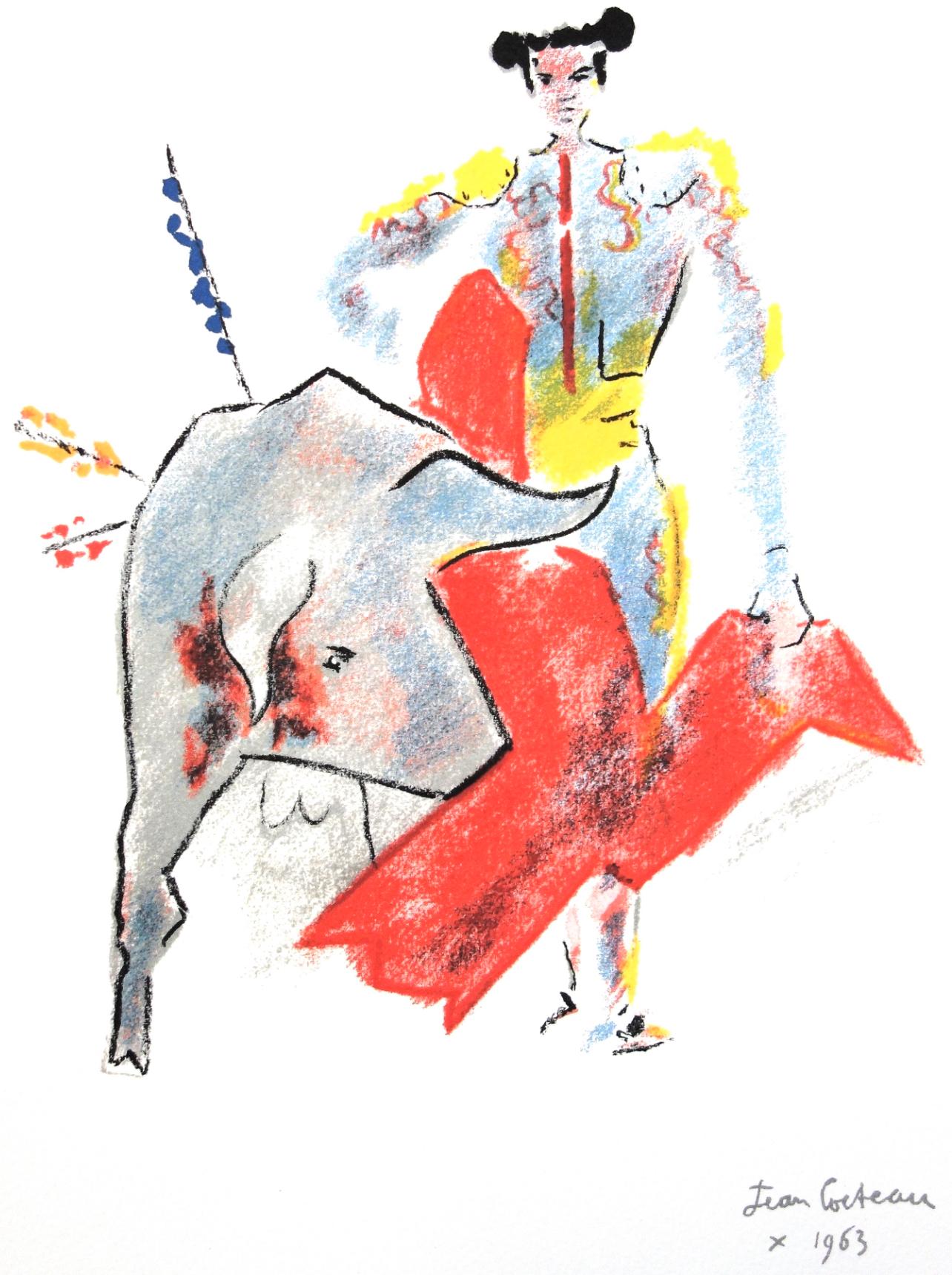 Lithograph on vélin de Rives paper. Paper Size: 15 x 11 inches. Inscription: Signed in the plate and unnumbered, as issued. Notes: From the folio, Taureaux, Lithographies de Jean Cocteau, 1965. Published by Éditions Michèle Trinckvel, Paris; printed
