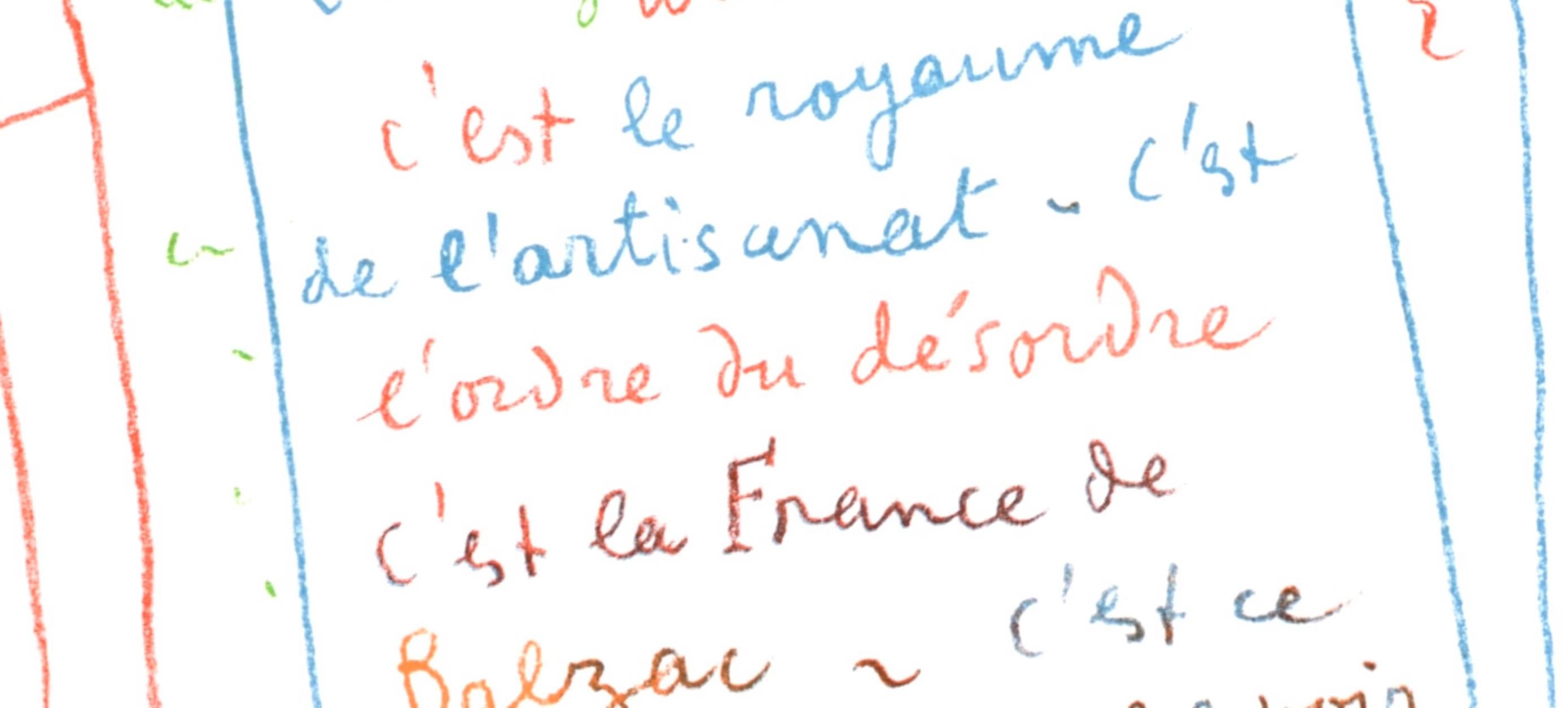 Cocteau, Manuscrit, Souvenirs et Portraits d'Artistes (after) - Gray Abstract Print by Jean Cocteau
