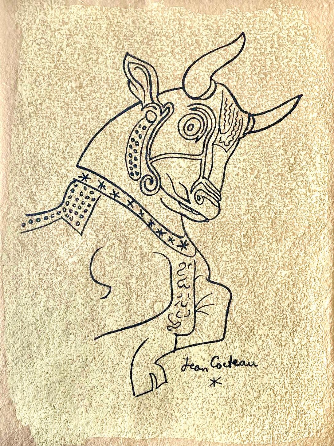 Lithograph on vélin de Rives paper. Paper Size: 15 x 11 inches. Inscription: Signed in the plate and unnumbered, as issued. Notes: From the folio, Taureaux, Lithographies de Jean Cocteau, 1965. Published by Éditions Michèle Trinckvel, Paris; printed