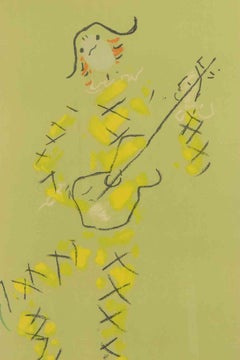 Arlequín con la guitarra - Litografía de Jean Cocteau - 1954