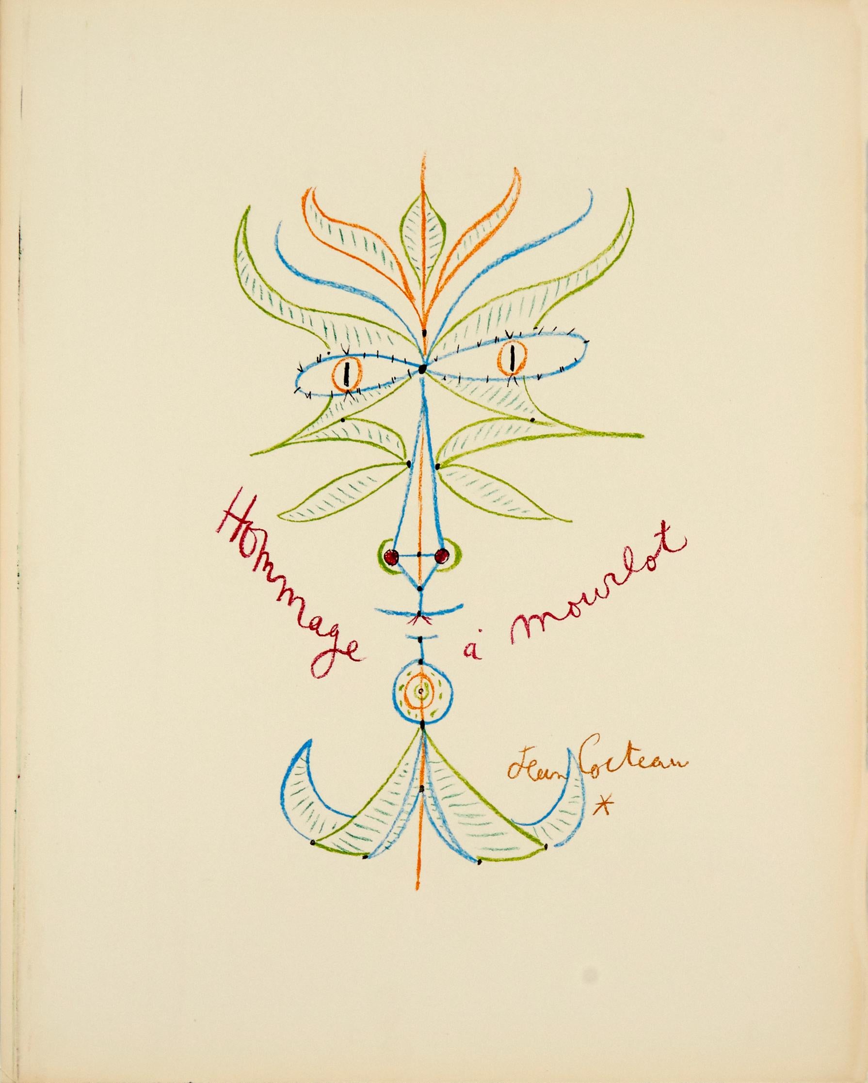 Hommage a Mourlot by Jean Cocteau - colorful lithograph