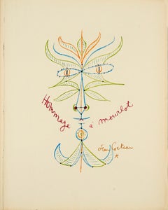 Hommage a Mourlot by Jean Cocteau - colorful lithograph