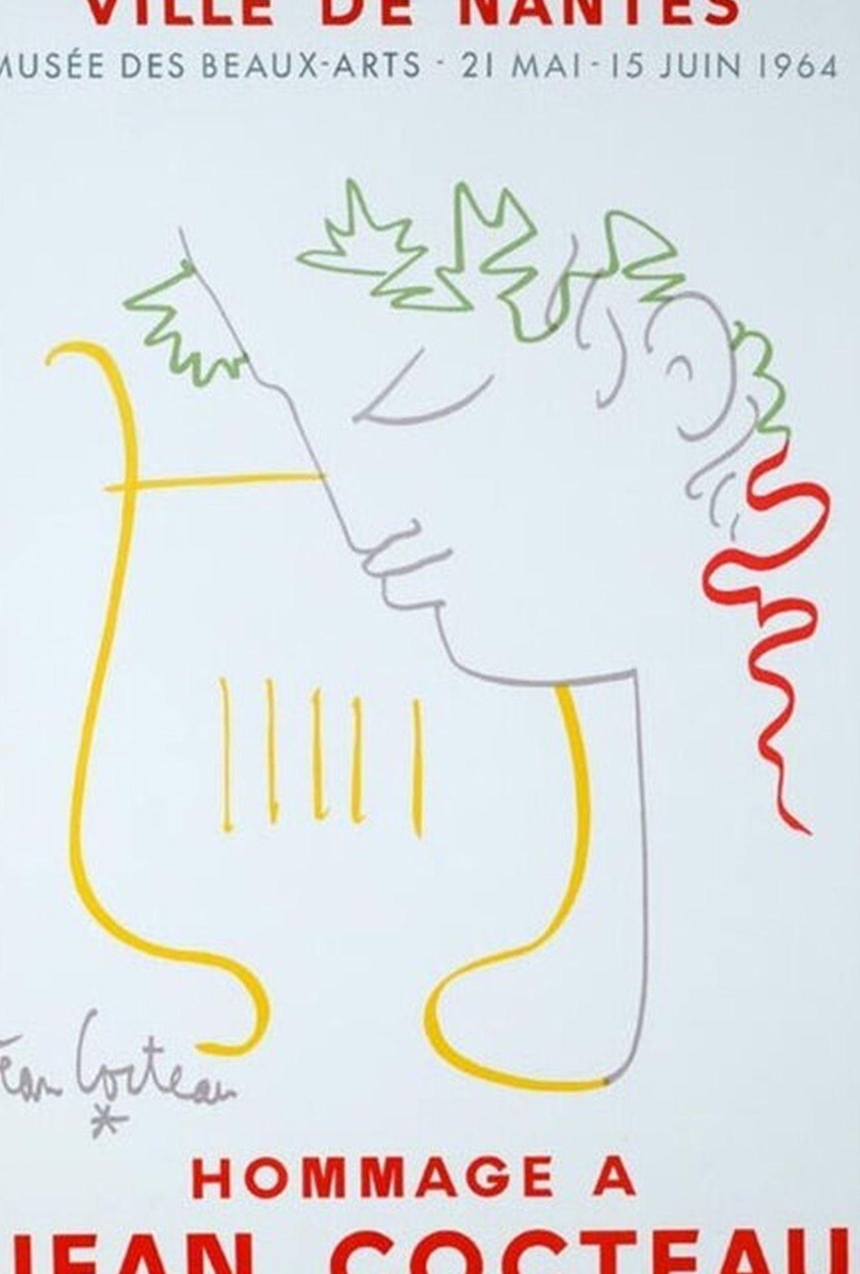 Hommage for Ville de Nantes Lithograph Poster, Jean Cocteau For Sale 1