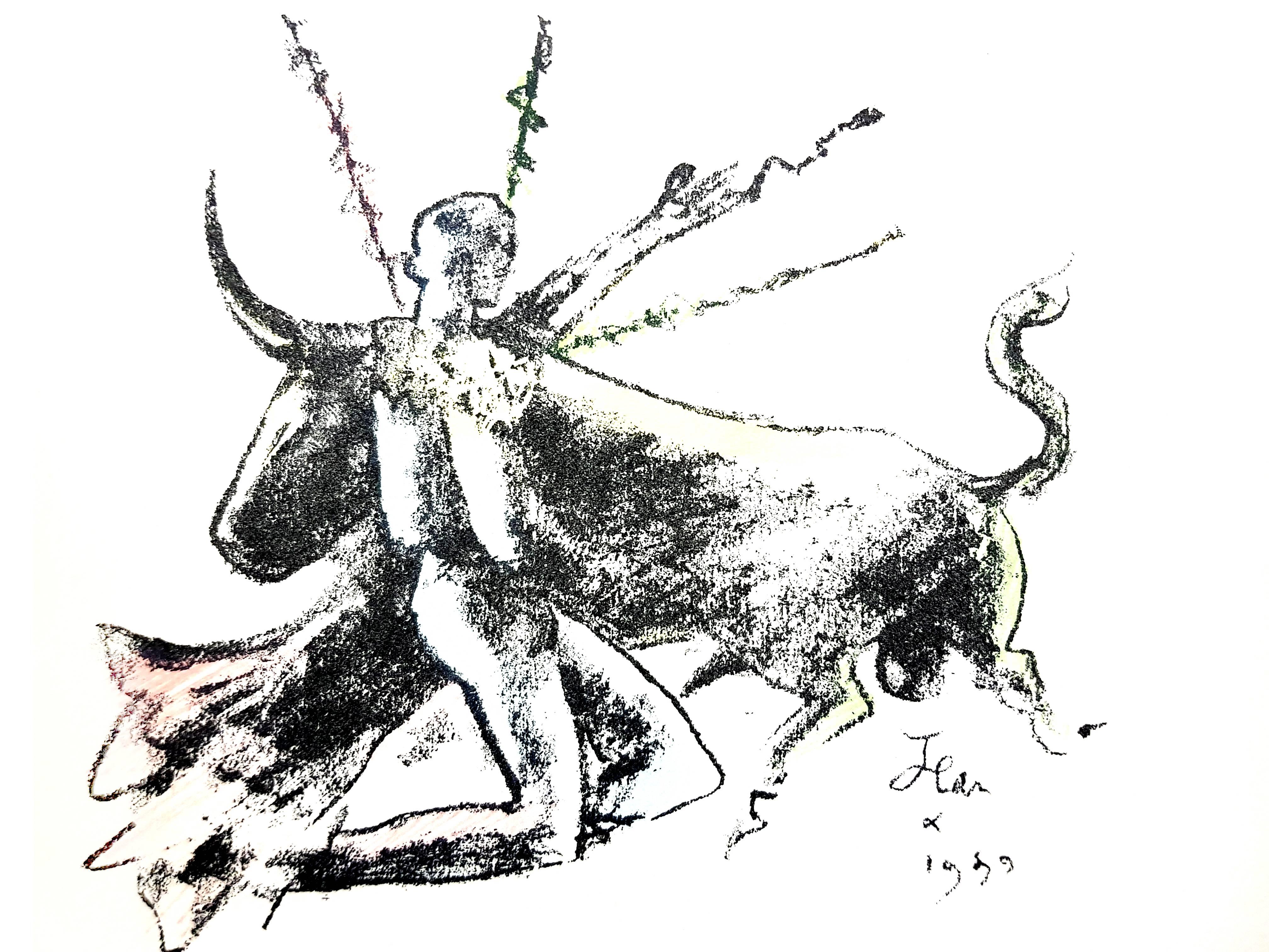 Jean Cocteau - Morlot - Original Lithograph 
1964
Dimensions: 30 x 20 cm
Edition of 200 (one of the 200 on Vélin de Rives)
Mourlot Press, 1964

Jean Cocteau

Writer, artist and film director Jean Cocteau was one of the most influential creative