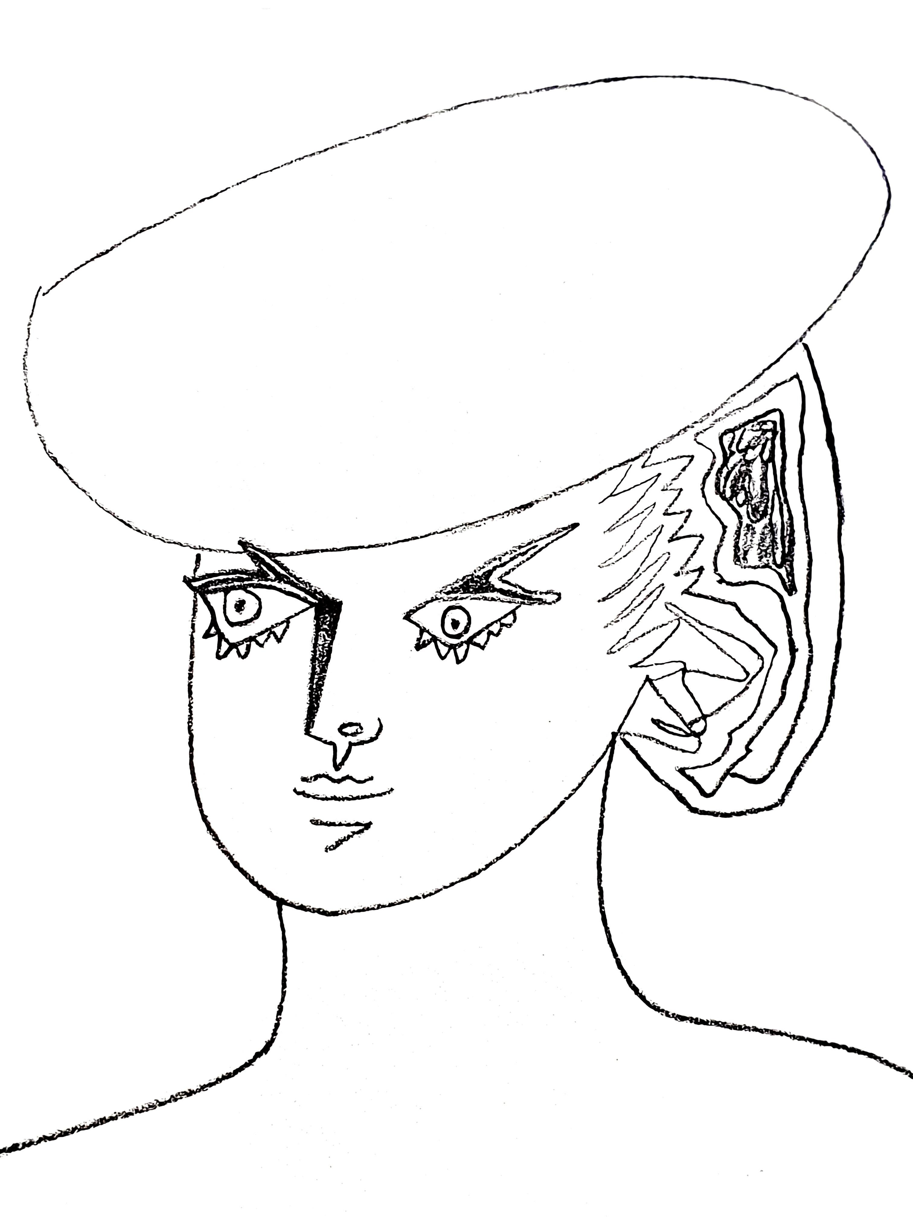 Jean Cocteau - Attrice - Litografia originale in vendita 4