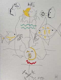 Jean COCTEAU and Raymond MORETTI : A Summer Day, Original Hansigned Lithograph