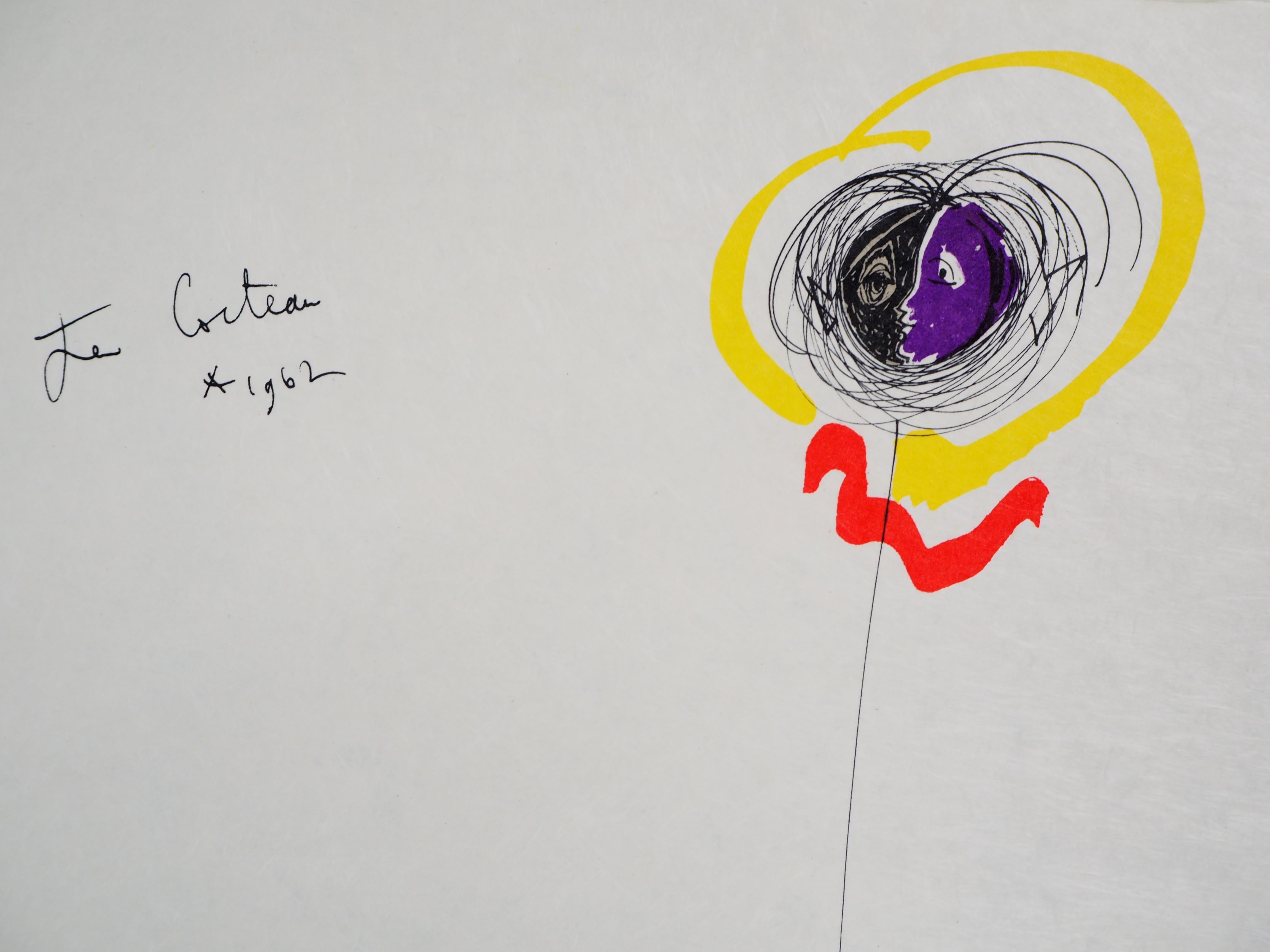 Jean COCTEAU y Raymond MORETTI :  Caras - Litografía original Hansigned - Print de Jean Cocteau