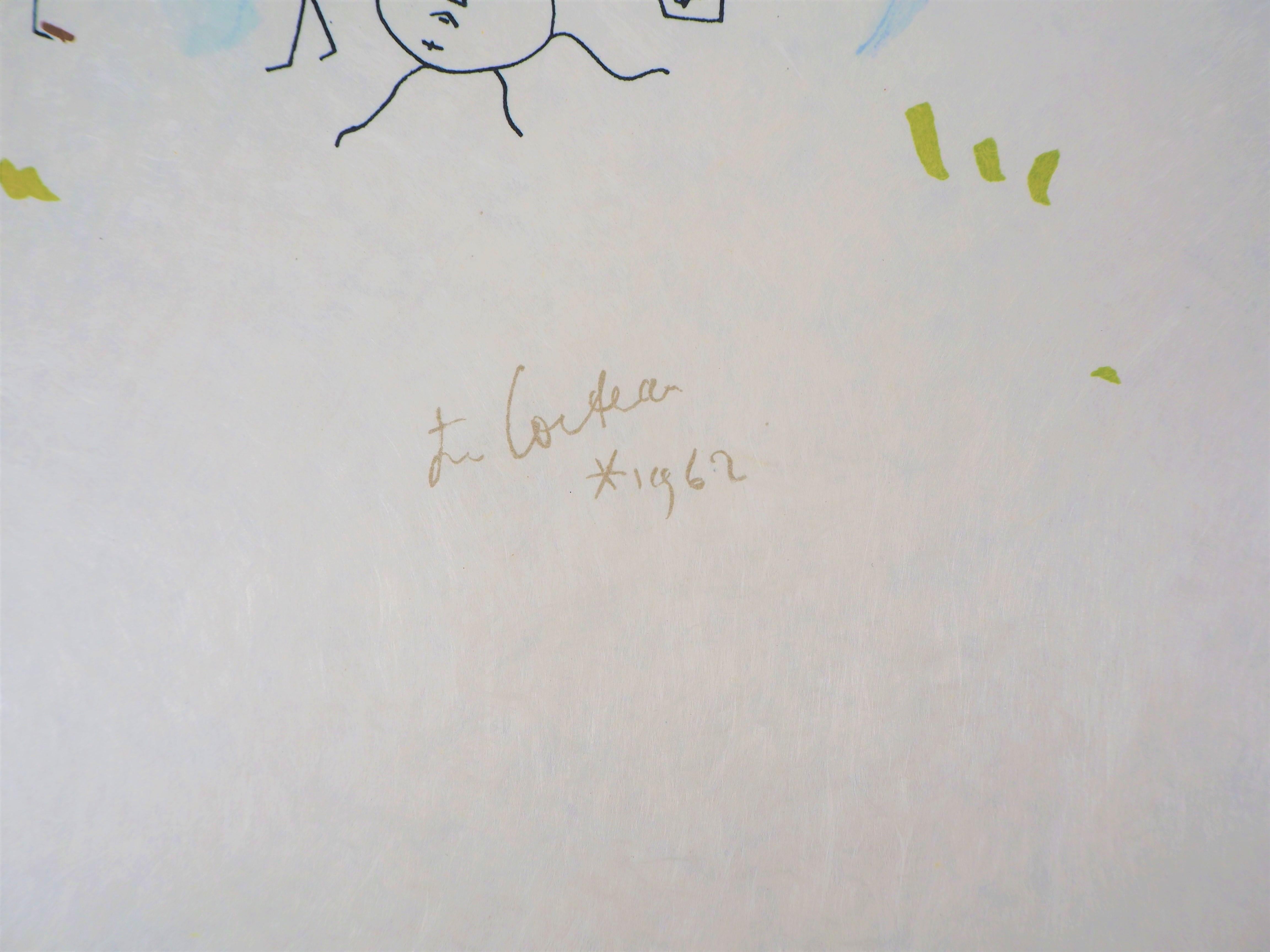 Jean COCTEAU and Raymond MORETTI : Happy Days - Original Hansigned Lithograph - Print by Jean Cocteau