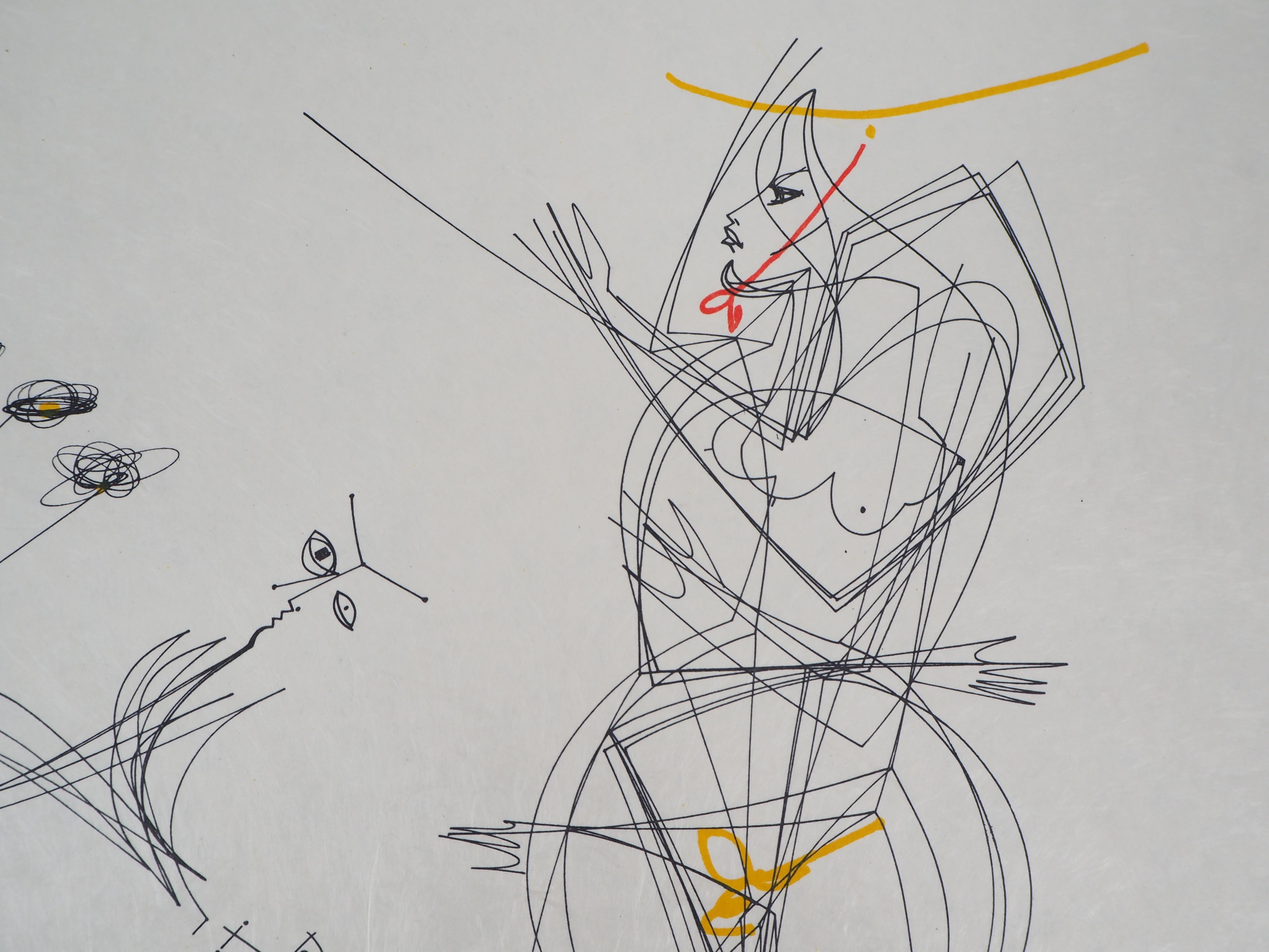 Jean Cocteau und Raymond Moretti
Begegnung mit der Liebe

Original-Lithographie
Gedruckte Signatur in der Platte, handsigniert von Raymond Moretti
Nummeriert EA 1/10 - Suchen Sie unbedingt nach einem Nachweis mit der Nummer 1
Auf Vellum Papier 65 x
