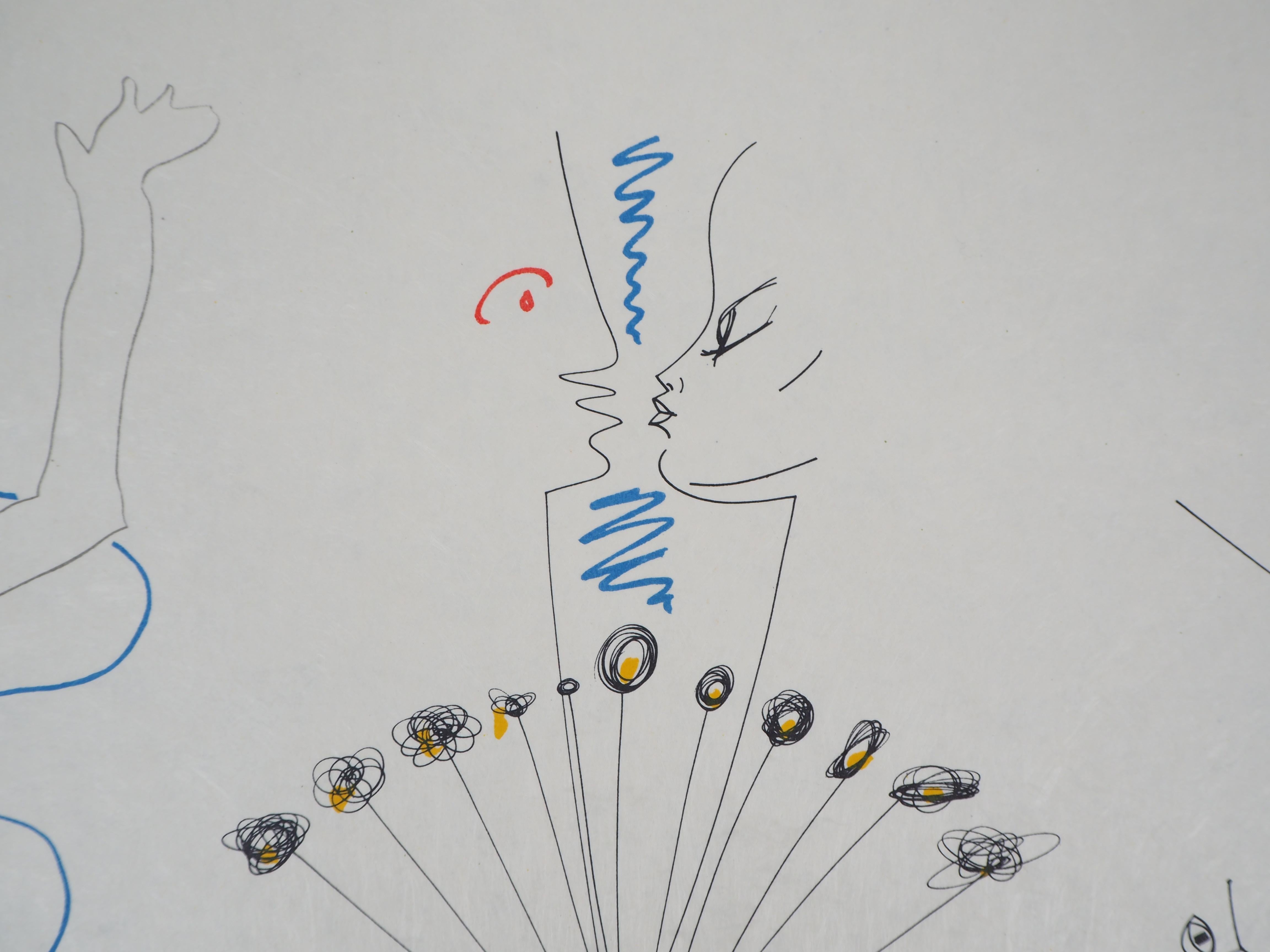 Jean COCTEAU y Raymond MORETTI: Encuentro amoroso - Litografía original Hansigned en venta 3