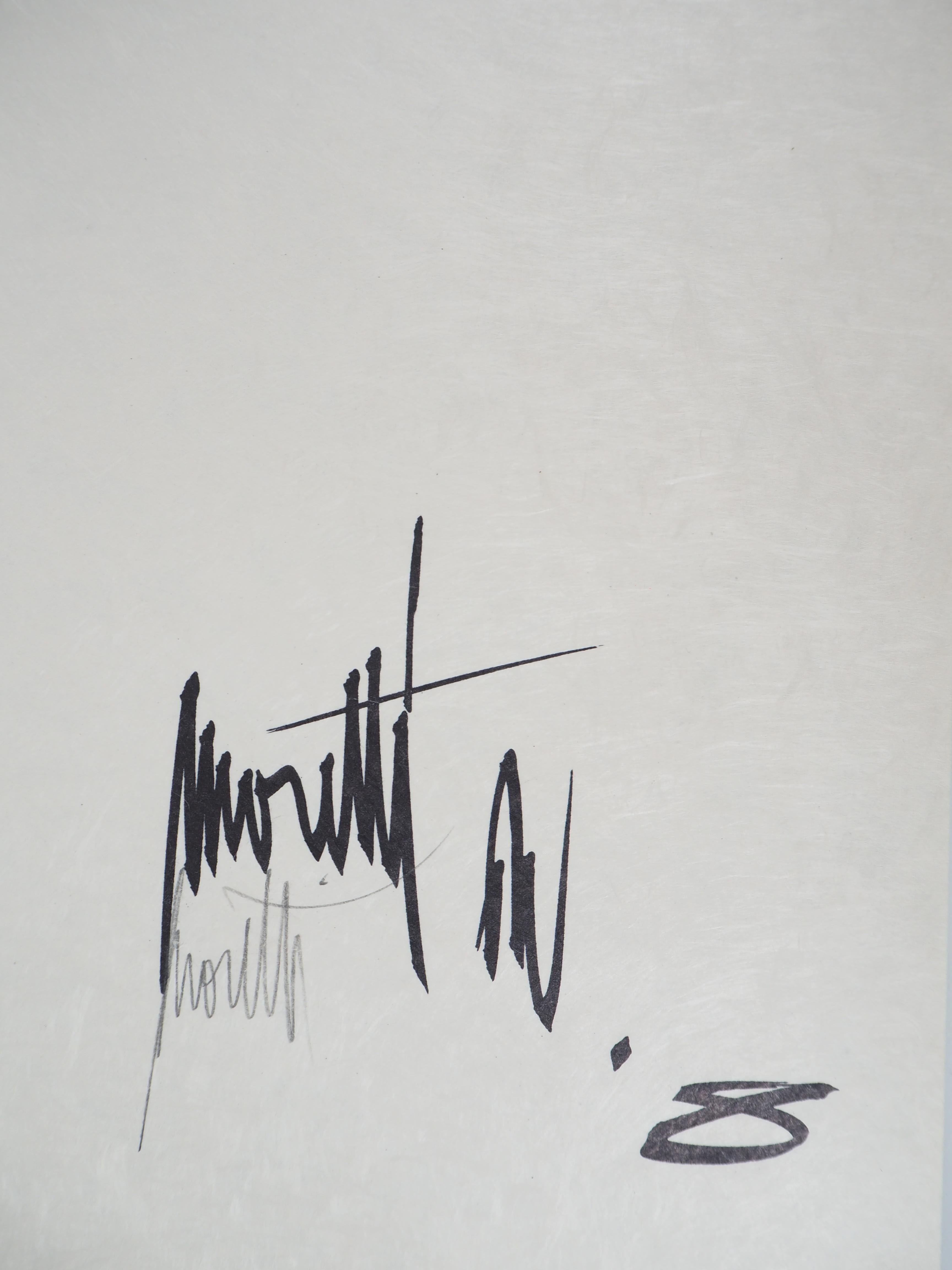 Jean COCTEAU und Raymond MORETTI: Liebhaber – Original signierte Lithographie (Surrealismus), Print, von Jean Cocteau