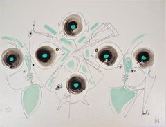 Jean COCTEAU y Raymond MORETTI : Amantes - Litografía original Hansigned