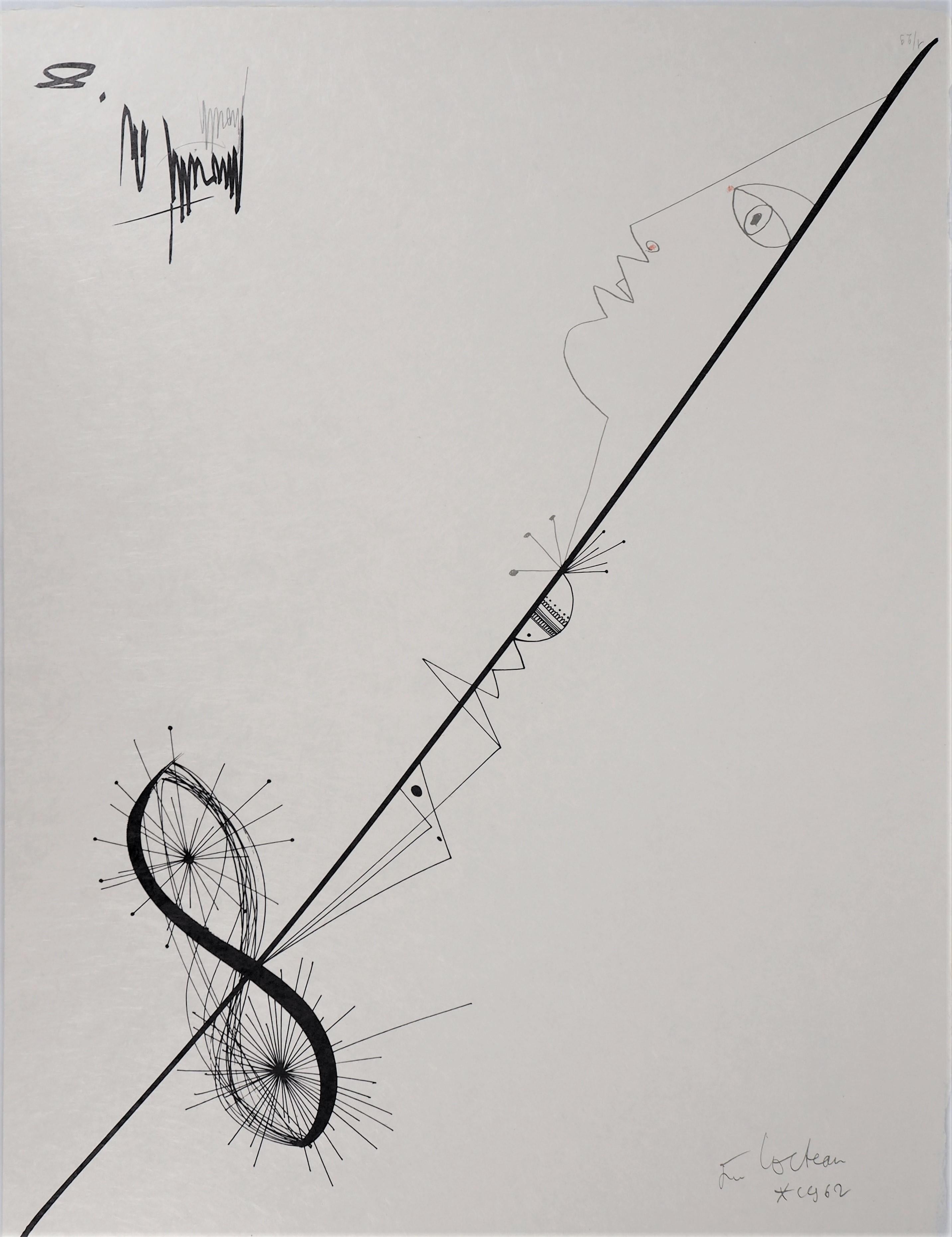 Jean Cocteau Figurative Print - Jean COCTEAU and Raymond MORETTI : Lovers - Original Hansigned Lithograph
