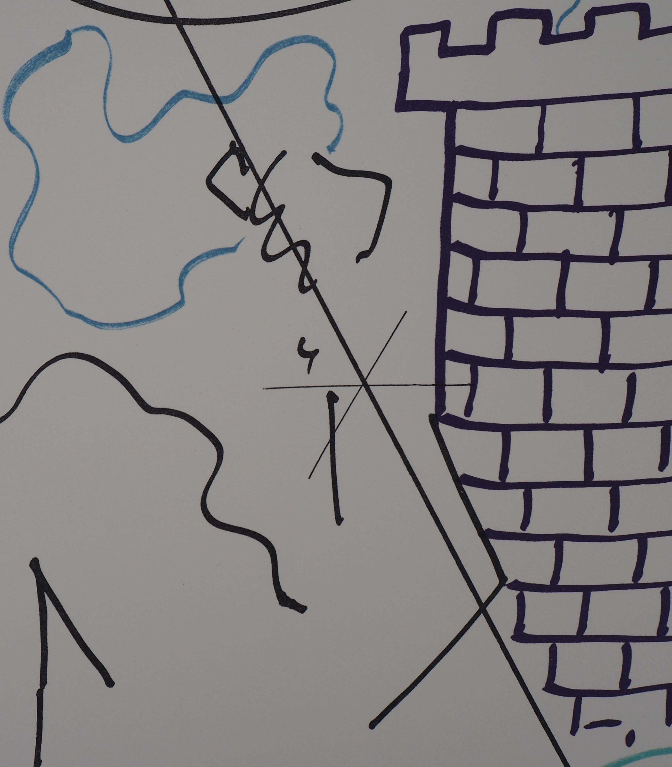 Jean COCTEAU and Raymond MORETTI - Original Lithograph, 1973 - Gray Figurative Print by Jean Cocteau