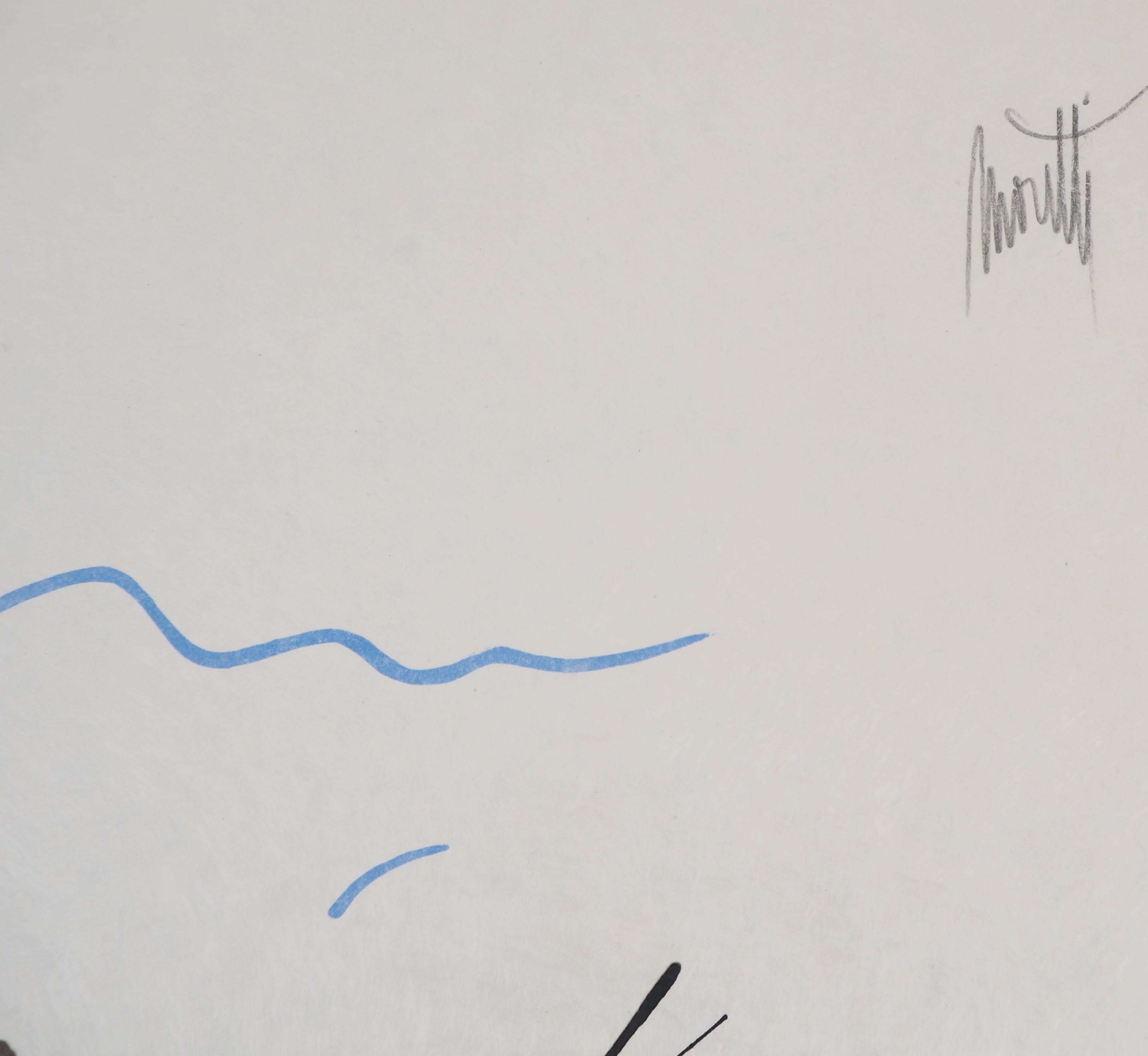 Jean COCTEAU and Raymond MORETTI : The Earth - Original Hansigned Lithograph - Surrealist Print by Jean Cocteau