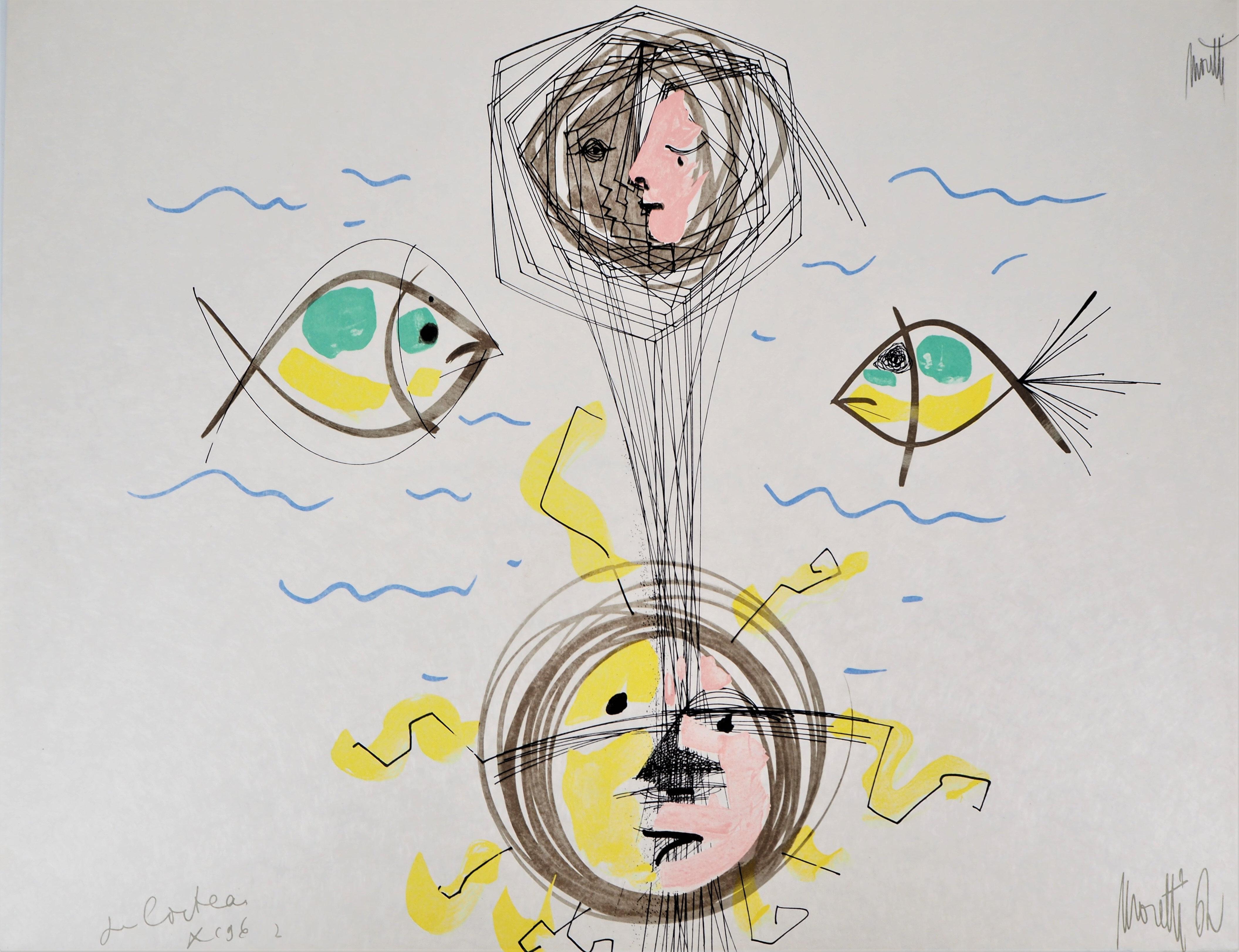Jean Cocteau Figurative Print - Jean COCTEAU and Raymond MORETTI : The Earth - Original Hansigned Lithograph