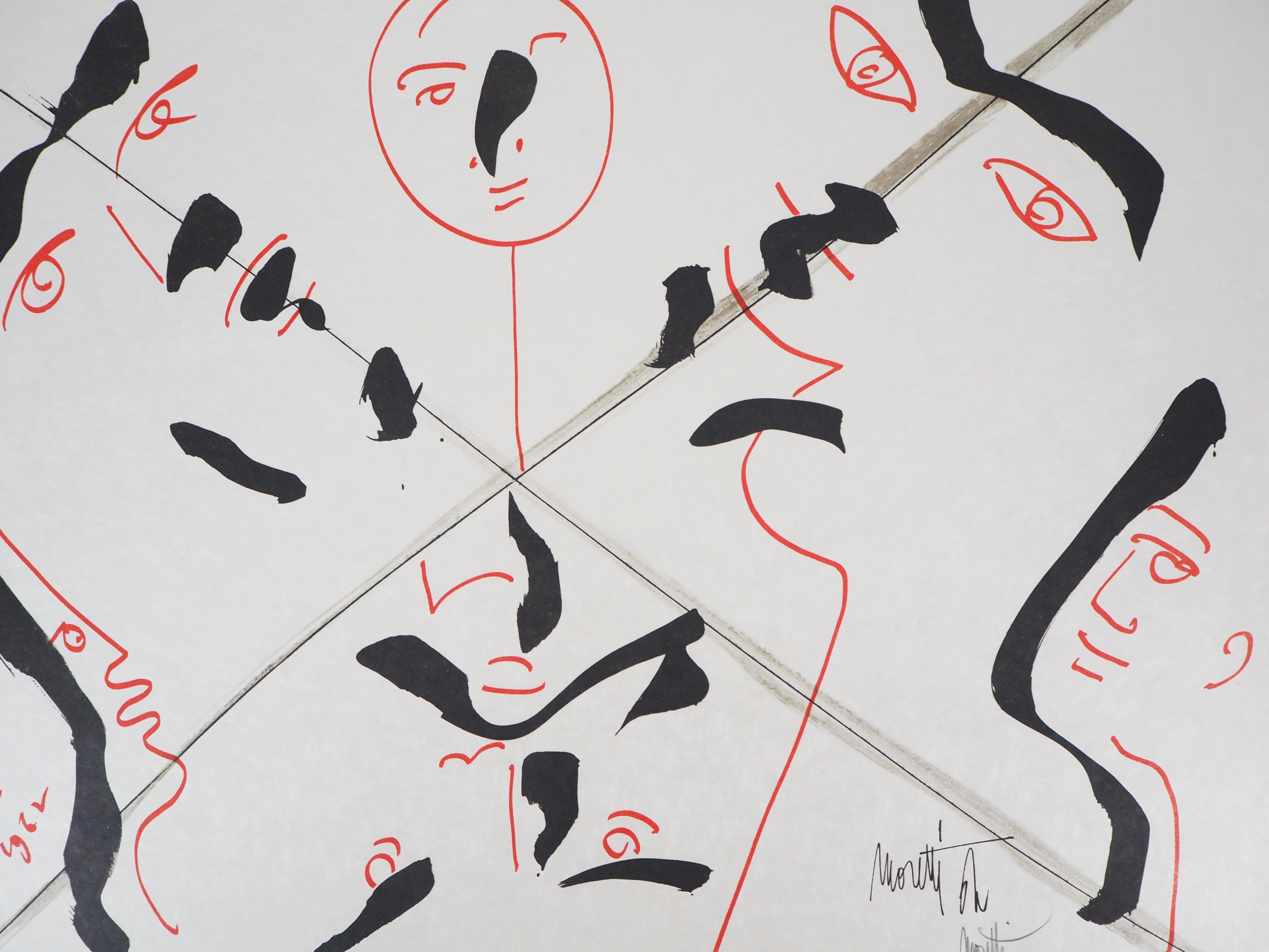 Jean COCTEAU and Raymond MORETTI : The Emotions - Original Hansigned Lithograph - Surrealist Print by Jean Cocteau