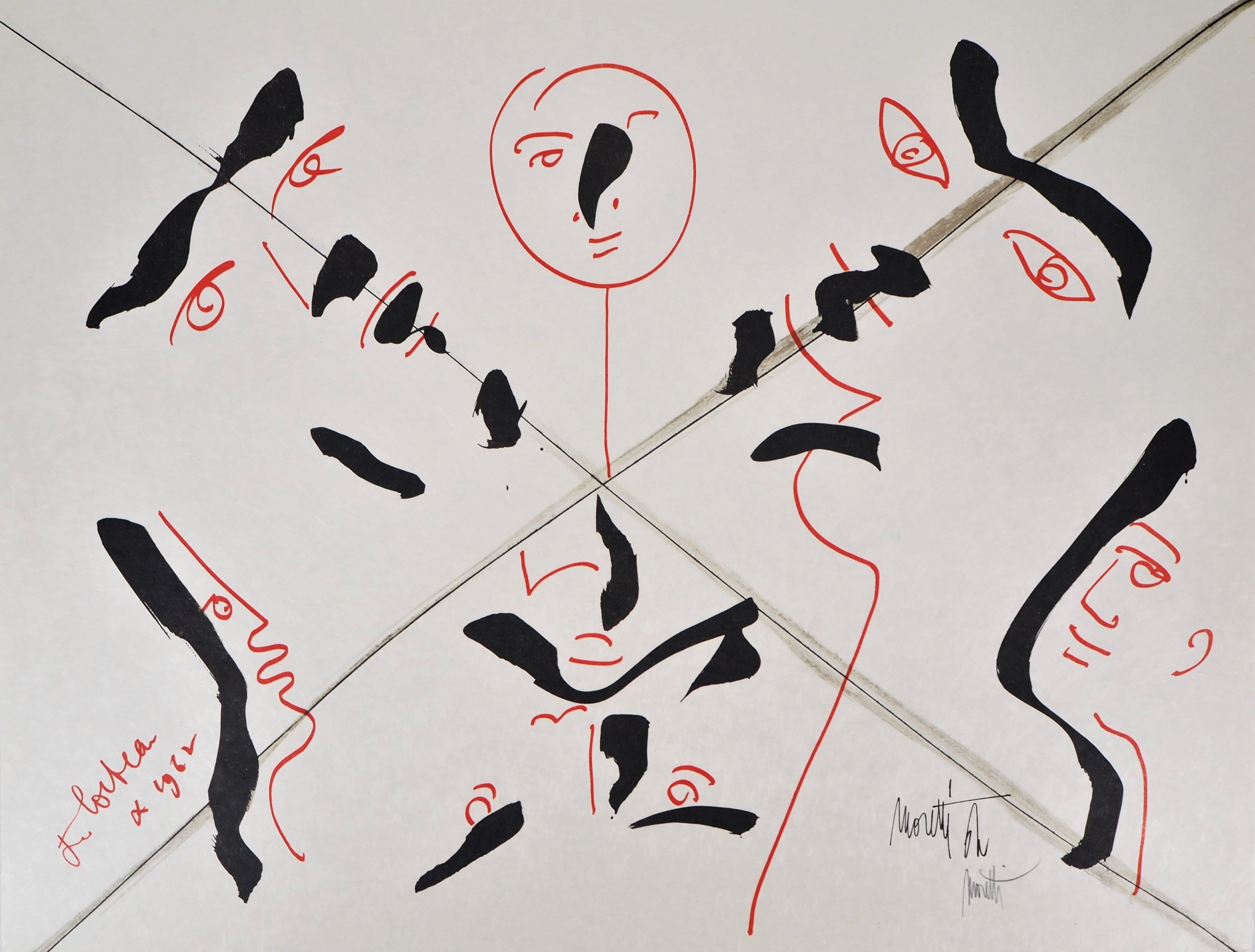 Jean COCTEAU and Raymond MORETTI : The Emotions - Original Hansigned Lithograph For Sale 2