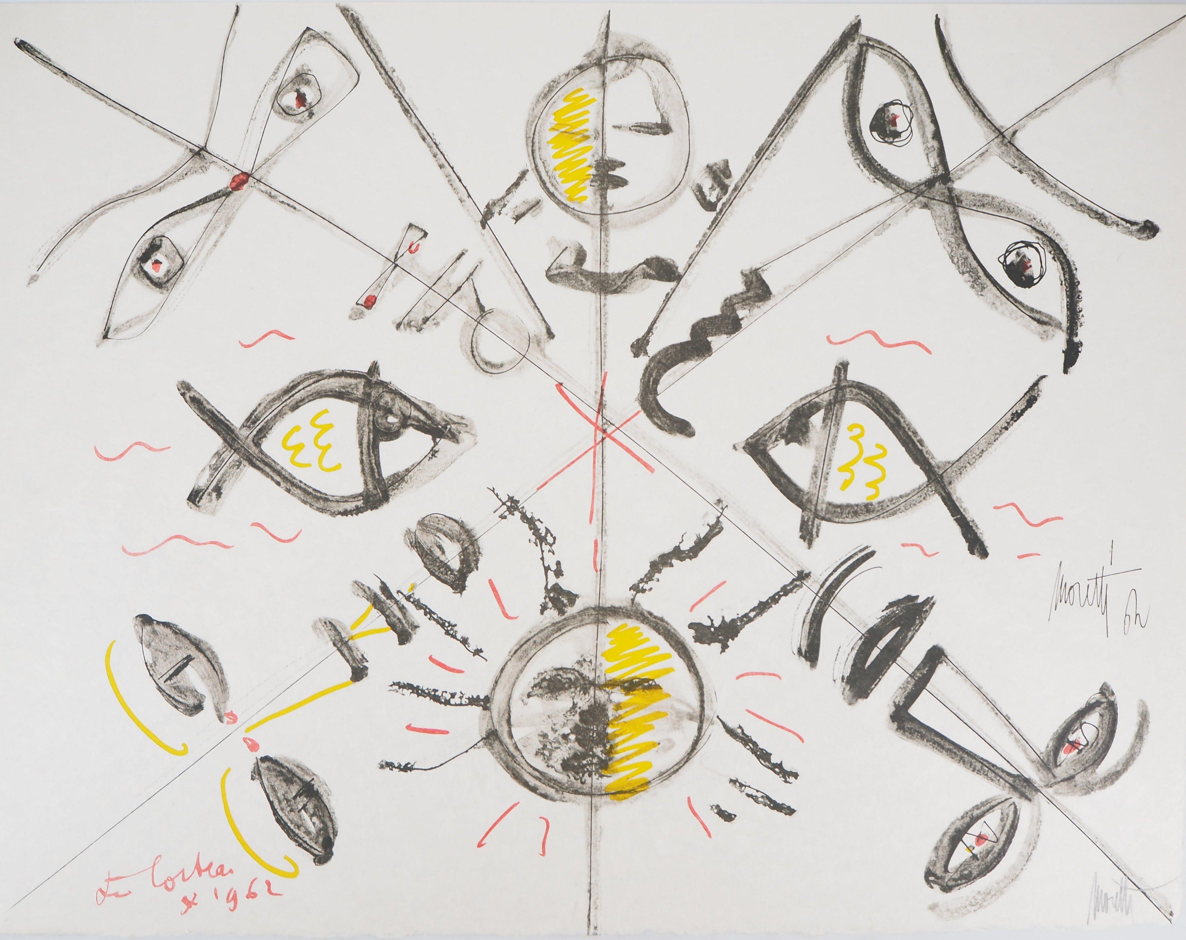 Jean Cocteau Figurative Print - Jean COCTEAU and Raymond MORETTI : The Evolution - Original Hansigned Lithograph