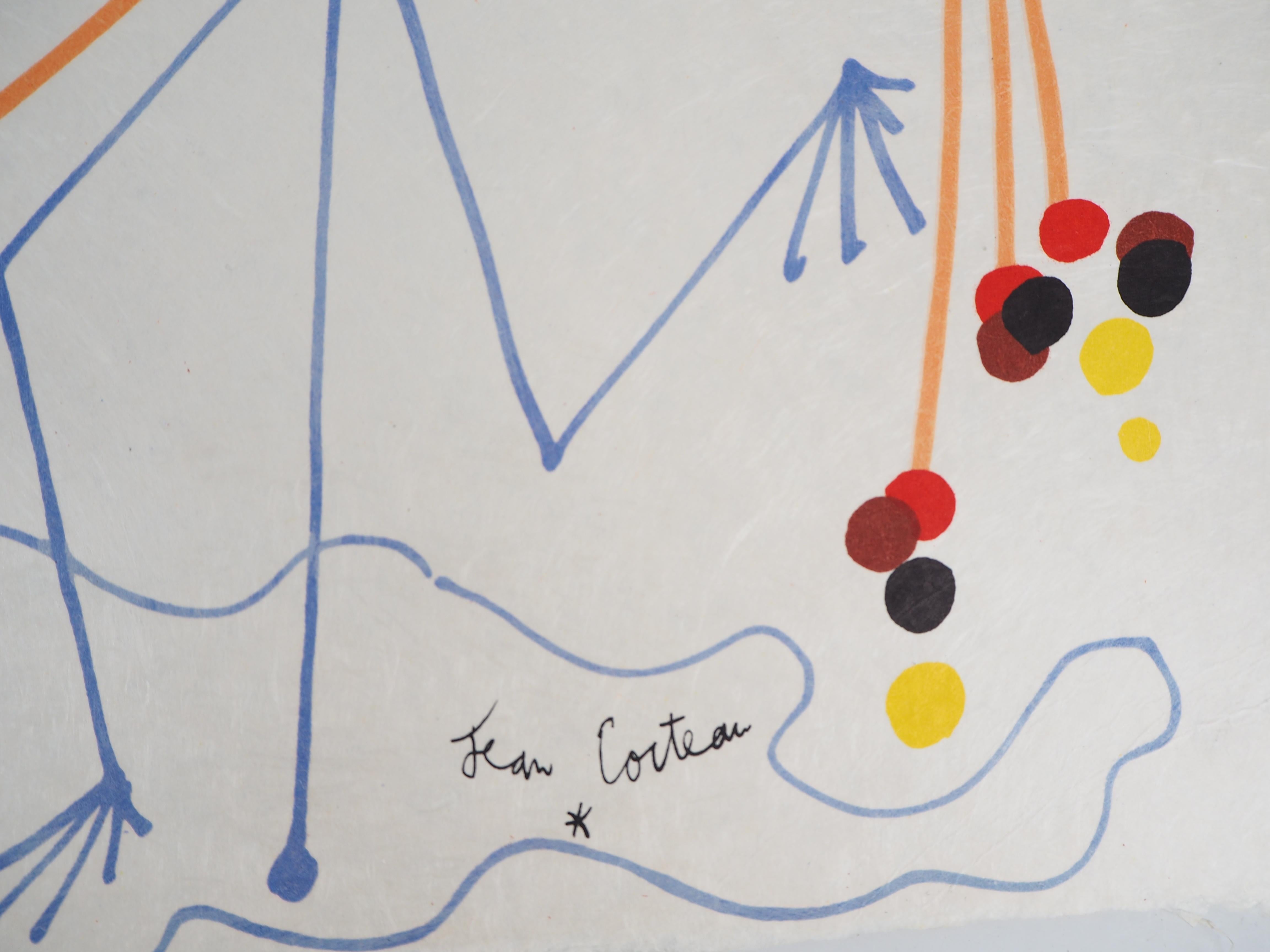 Jean COCTEAU and Raymond MORETTI : The Foreign - Original Hansigned Lithograph - Beige Figurative Print by Jean Cocteau