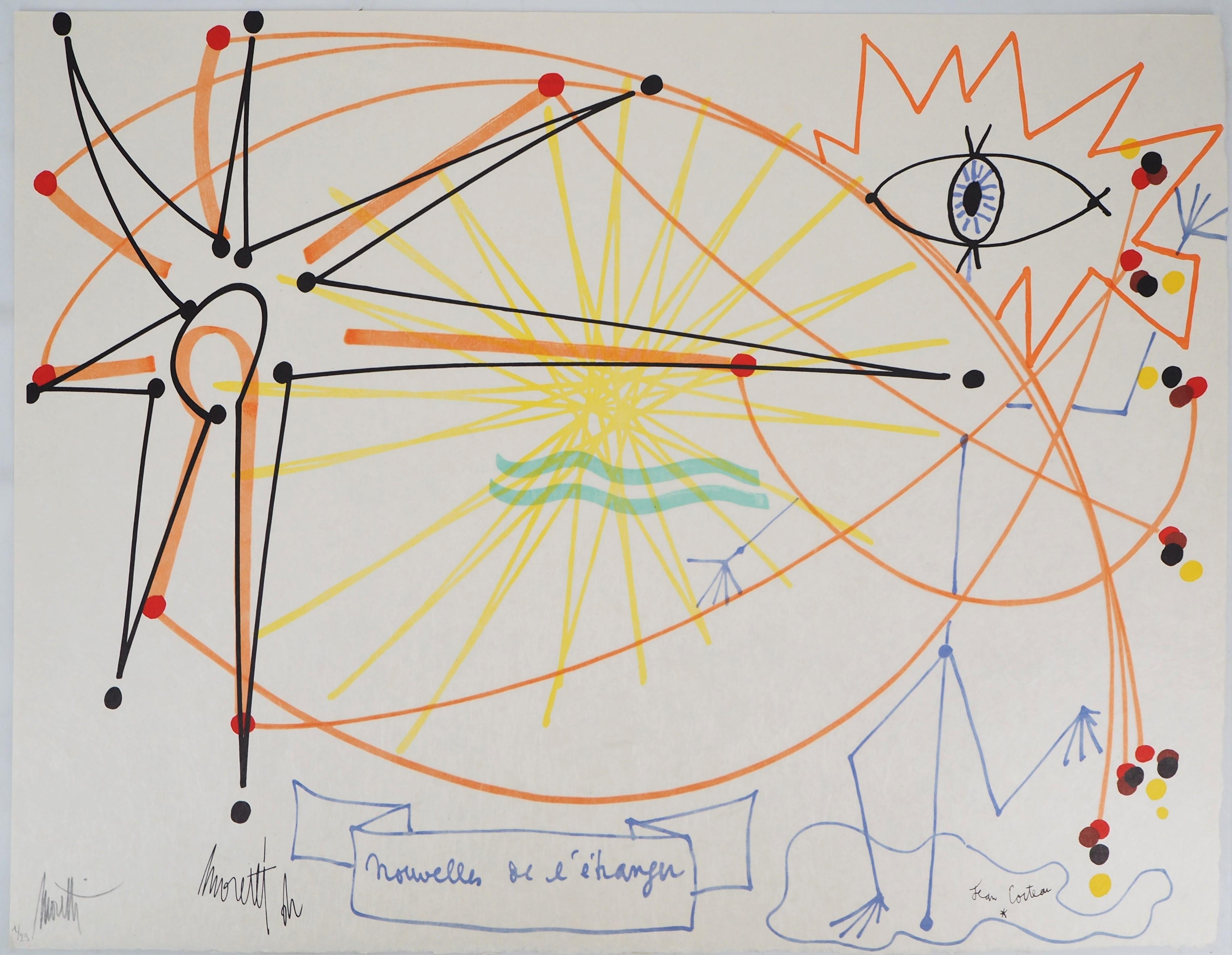 Jean Cocteau Figurative Print - Jean COCTEAU and Raymond MORETTI : The Foreign - Original Hansigned Lithograph