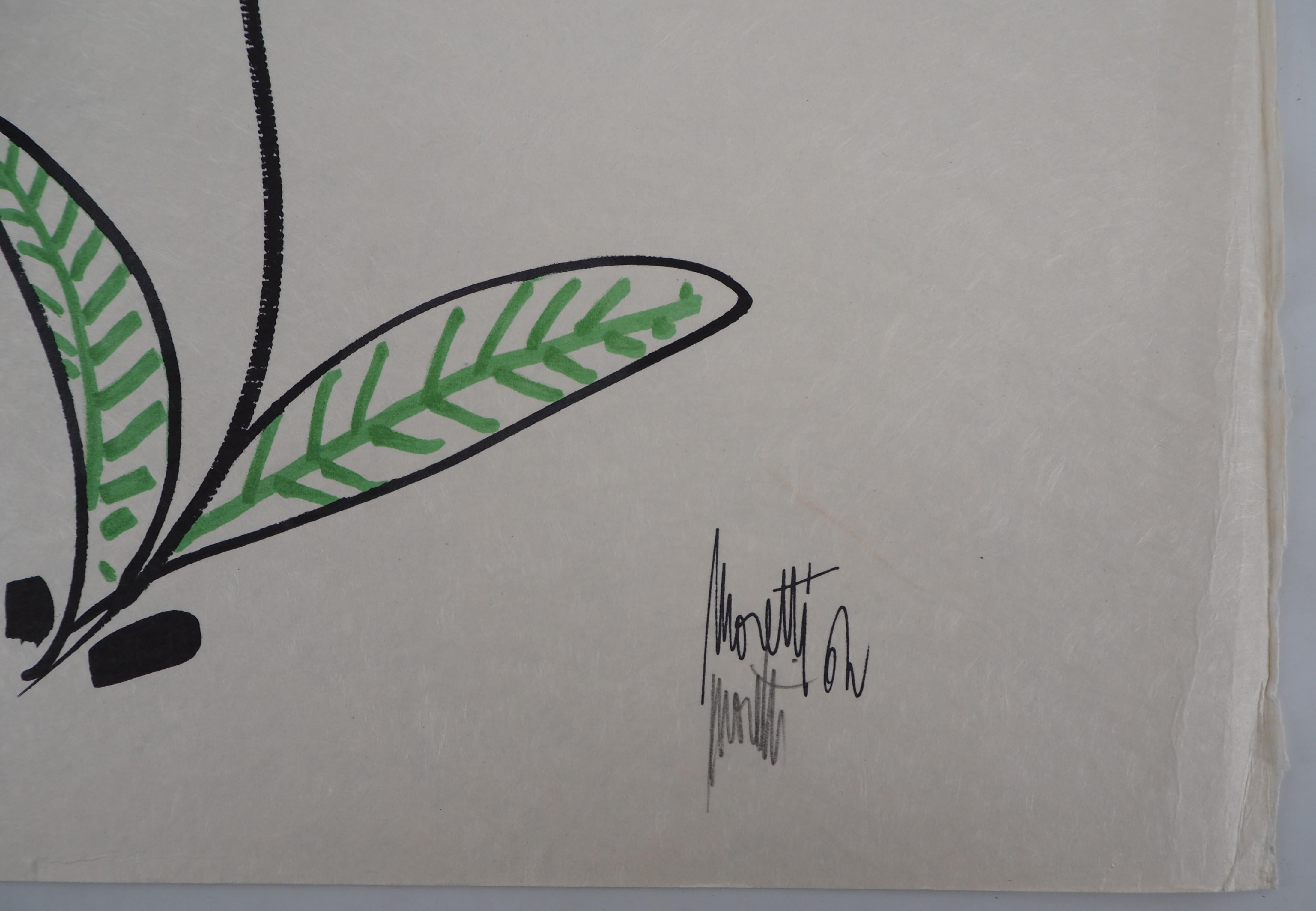 Jean COCTEAU e Raymond Moretti: Il bacio - Litografia originale a firma Hans, 1973 - Figurative Print Grigio di Jean Cocteau