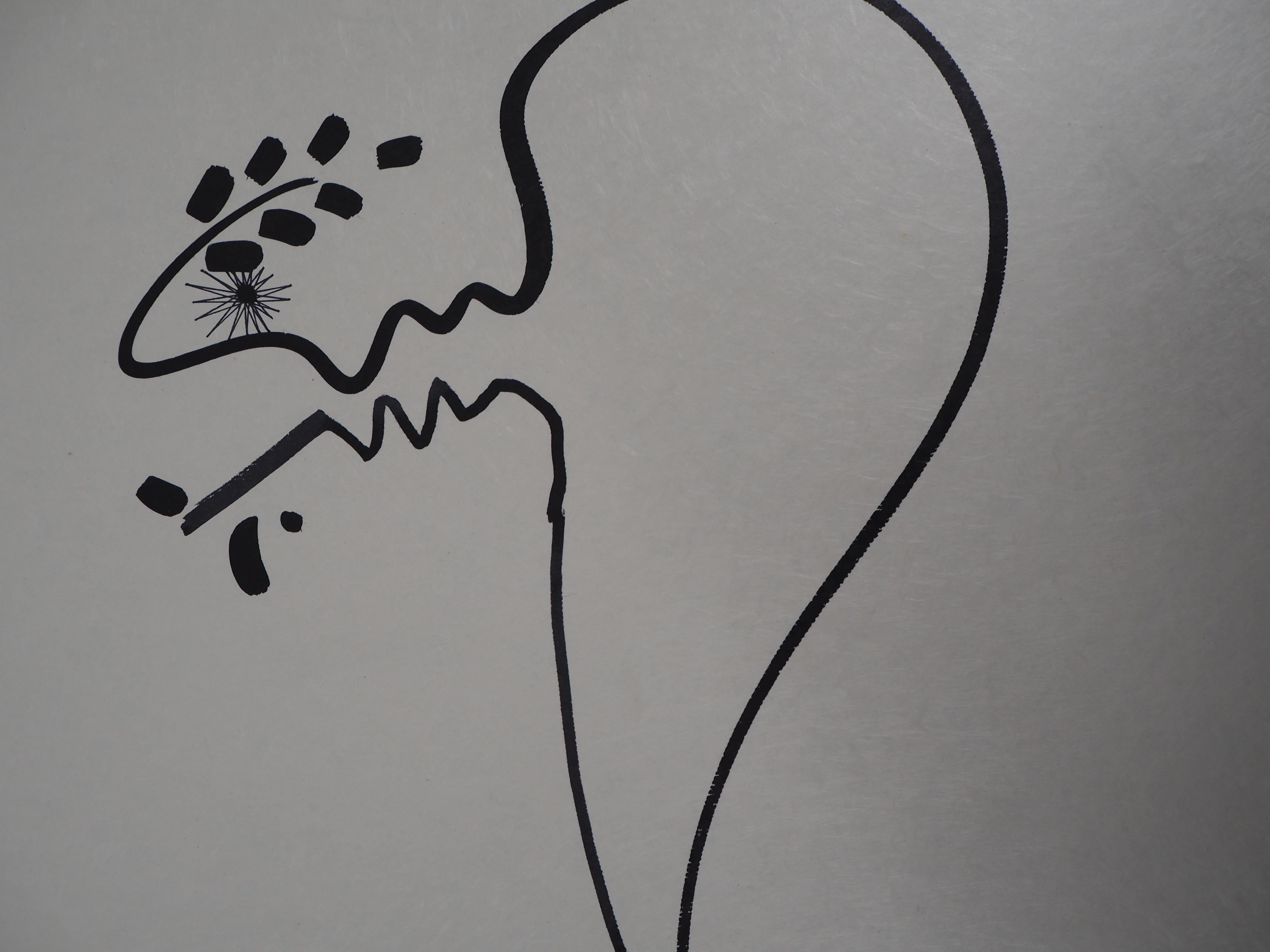 Jean Cocteau e Raymond Moretti
Il bacio

Litografia originale
Firma stampata nella lastra, firma autografa di Raymond Moretti
Numerata 1/79 - Cercare molto bene la prova d'artista con il numero 1.
Su pergamena Arches 65 x 50 cm (circa 25,5 x 19,6