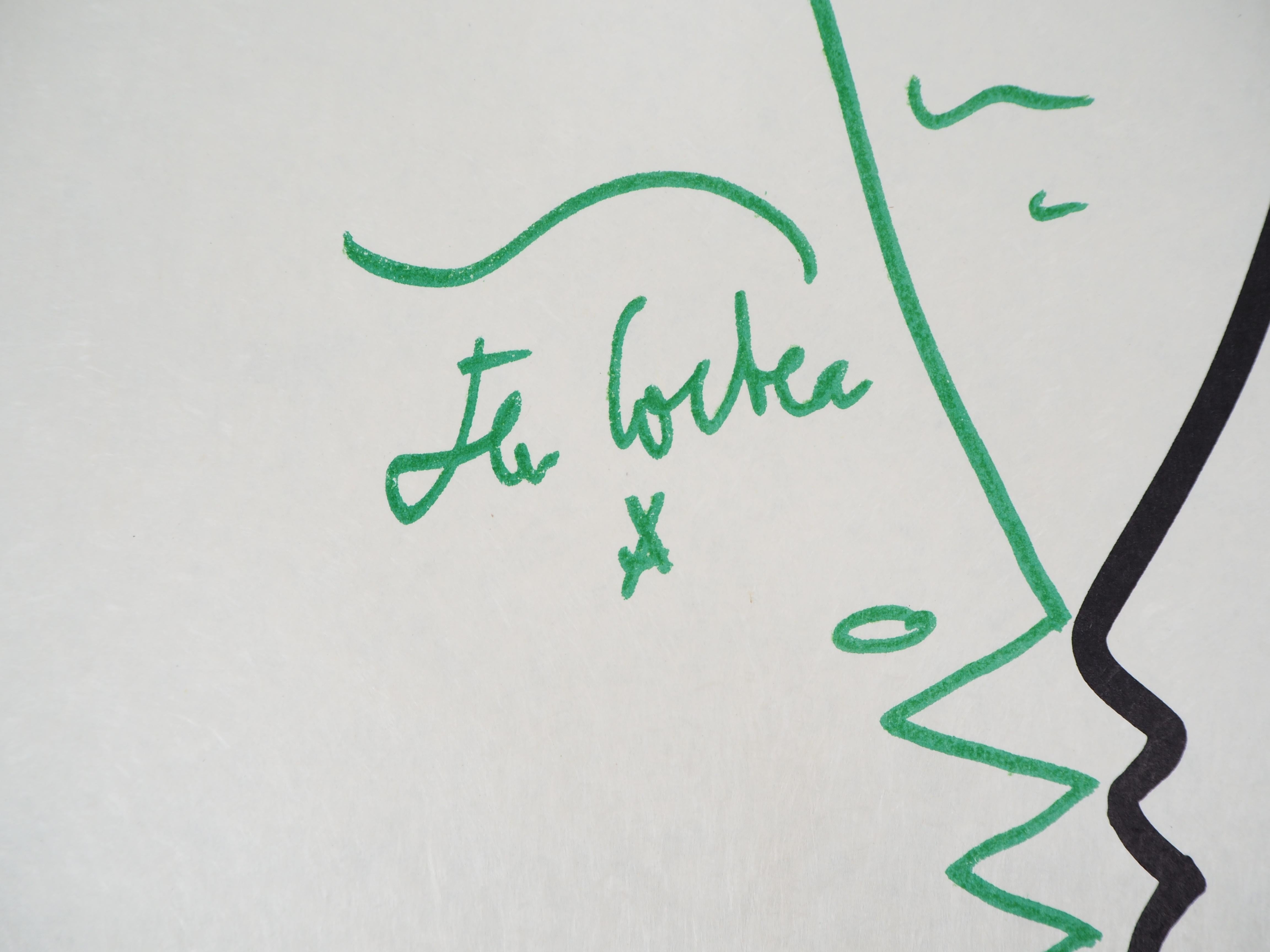 Jean COCTEAU e Raymond Moretti : Il bacio - Litografia originale firmata da Hans - Print Surrealismo di Jean Cocteau