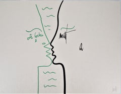 Jean COCTEAU e Raymond Moretti : Il bacio - Litografia originale firmata da Hans