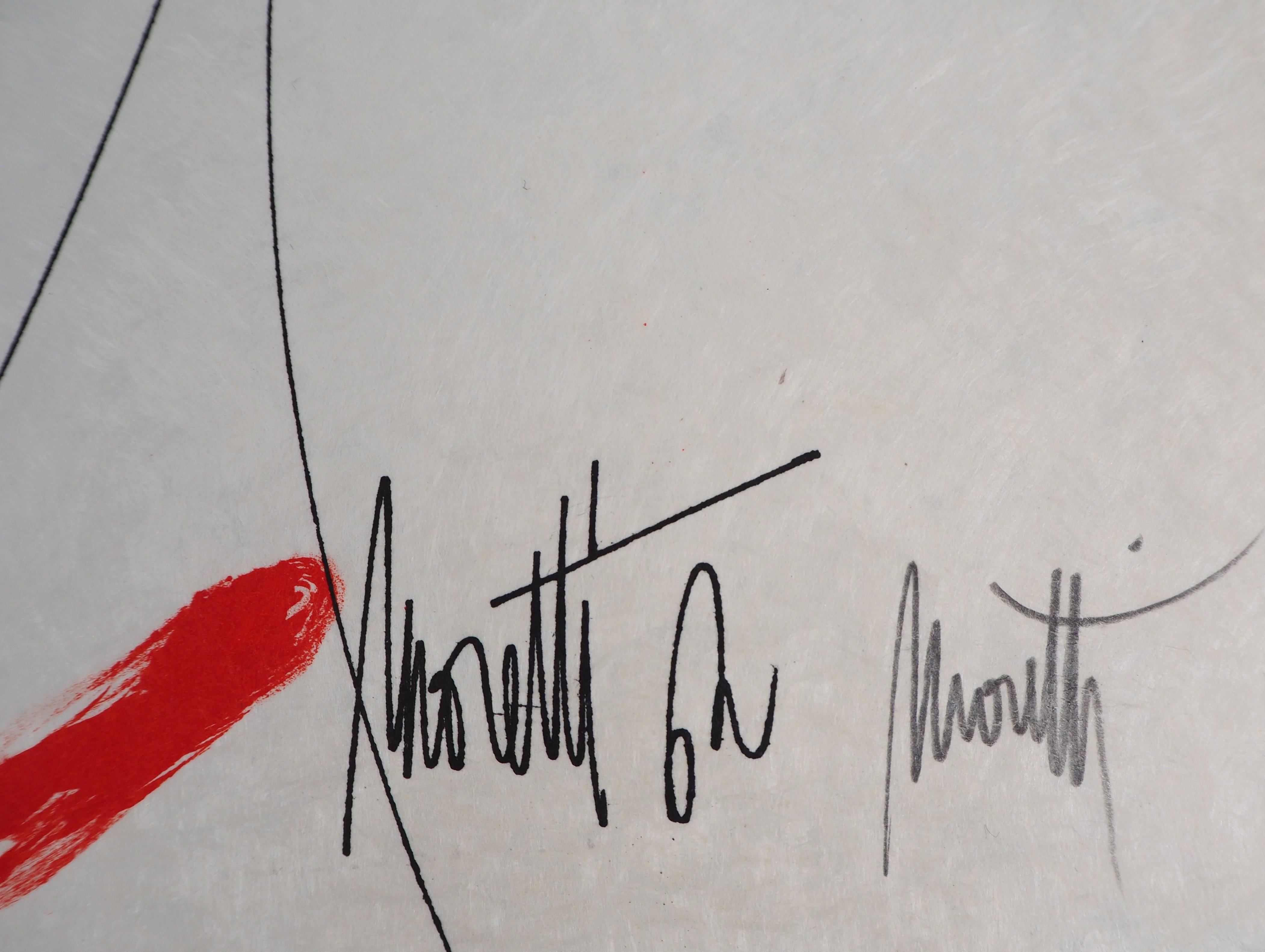 Jean Cocteau e Raymond Moretti : Gli amanti - Litografia originale firmata da Hans in vendita 2