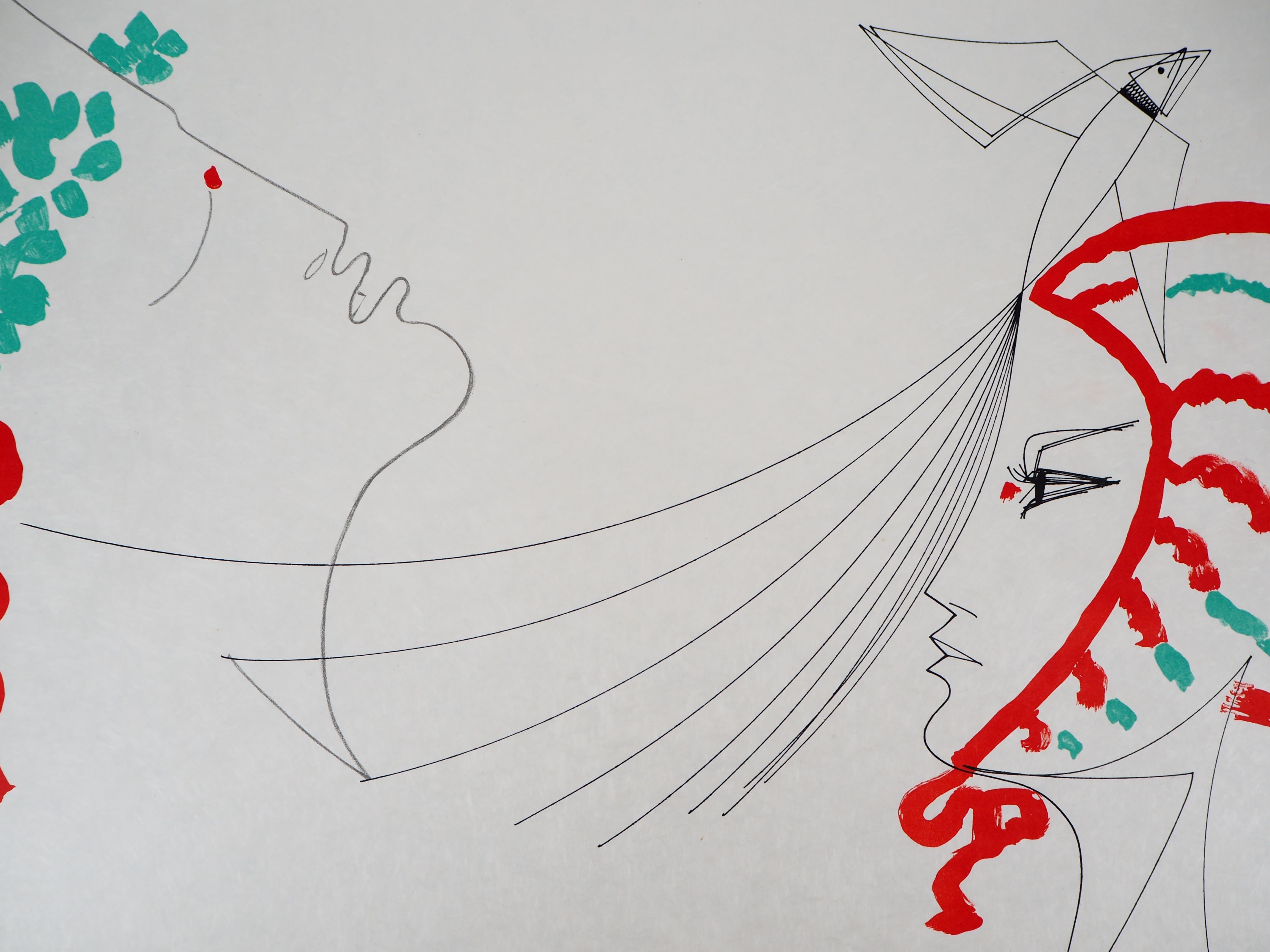 Jean Cocteau e Raymond Moretti : Gli amanti - Litografia originale firmata da Hans in vendita 4