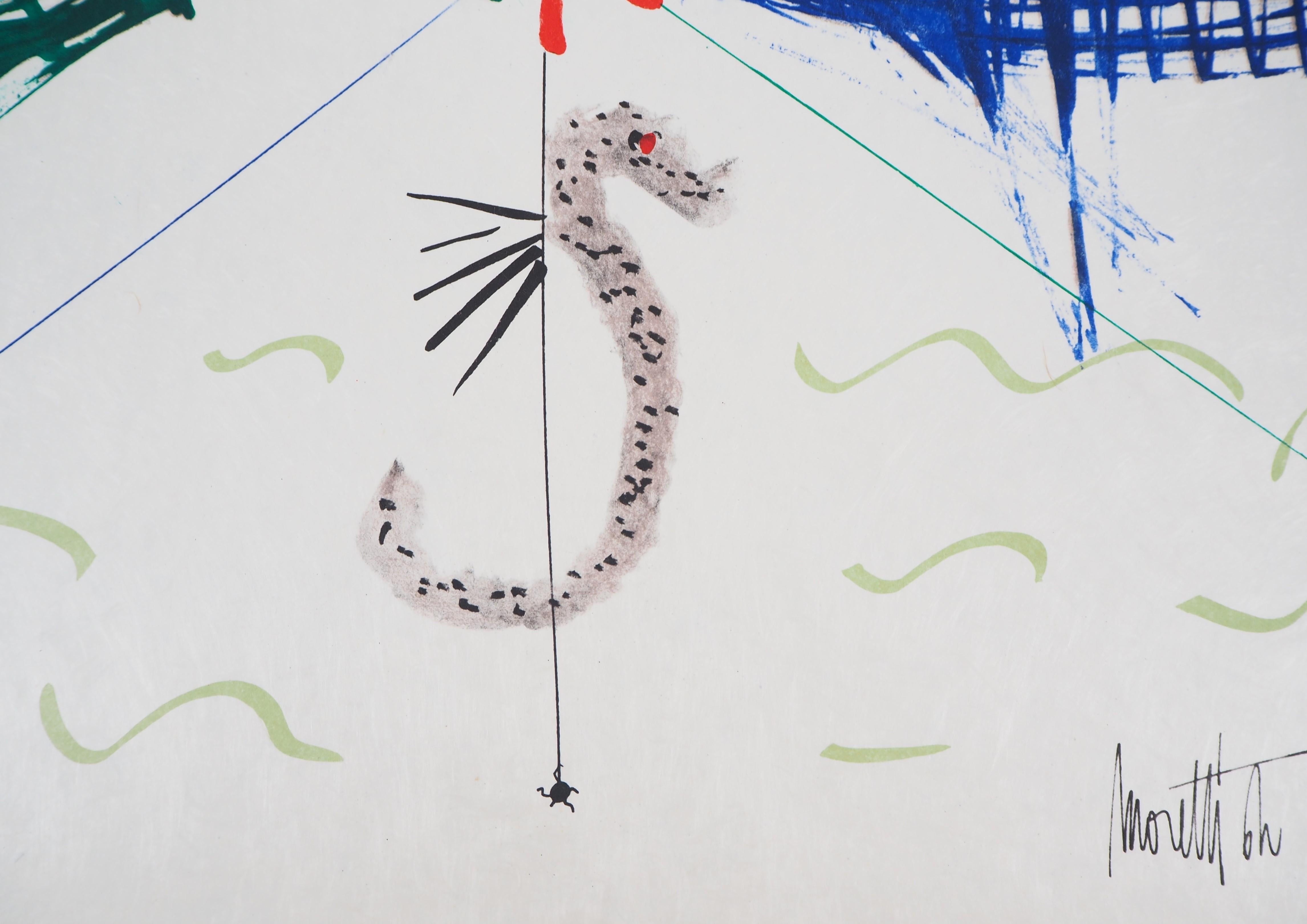 Jean COCTEAU e Raymond Moretti : I cavallucci marini - Litografia originale firmata da Hans 1